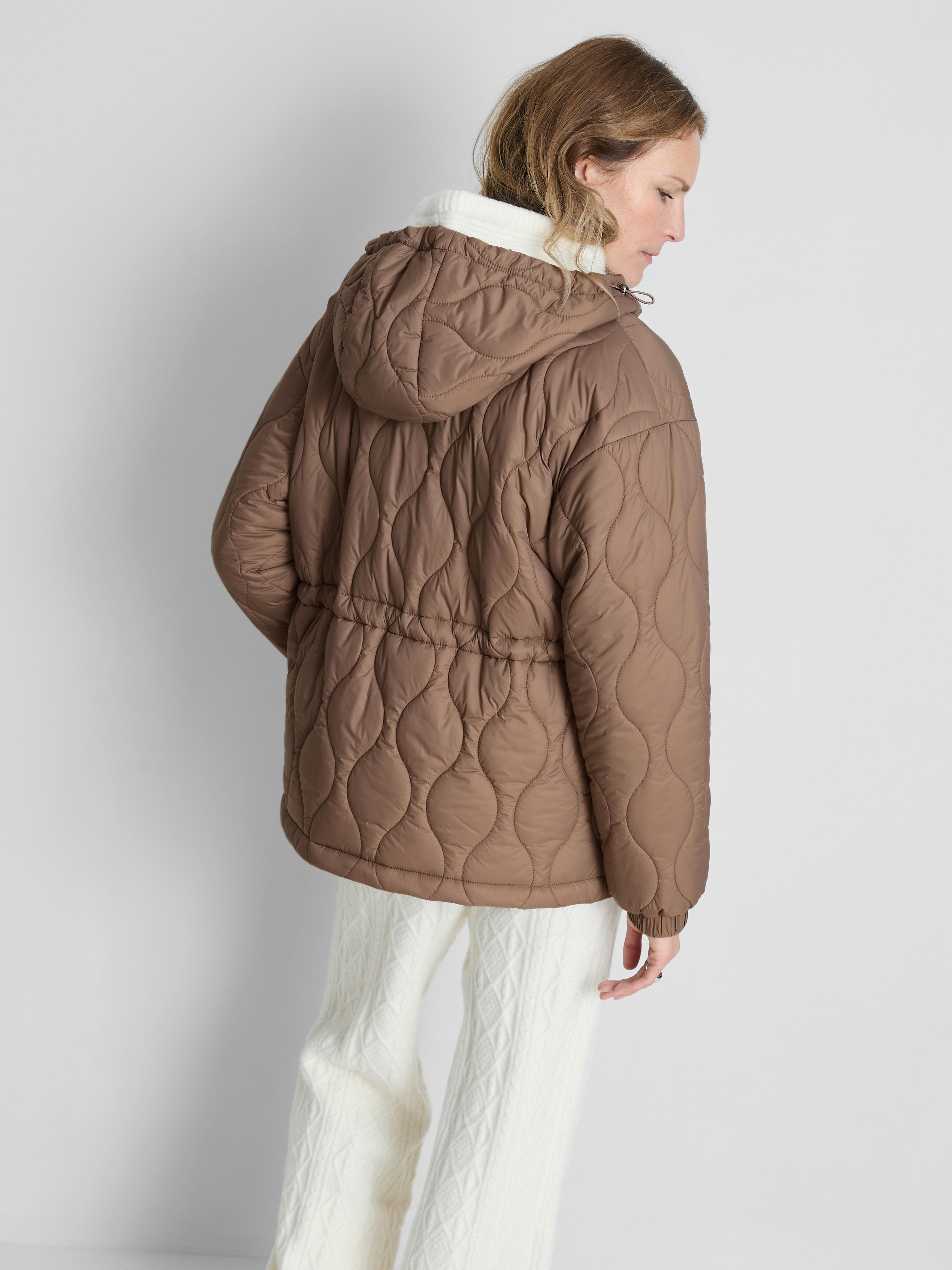 Women's Brown Quilted Cinched Waist Jacket