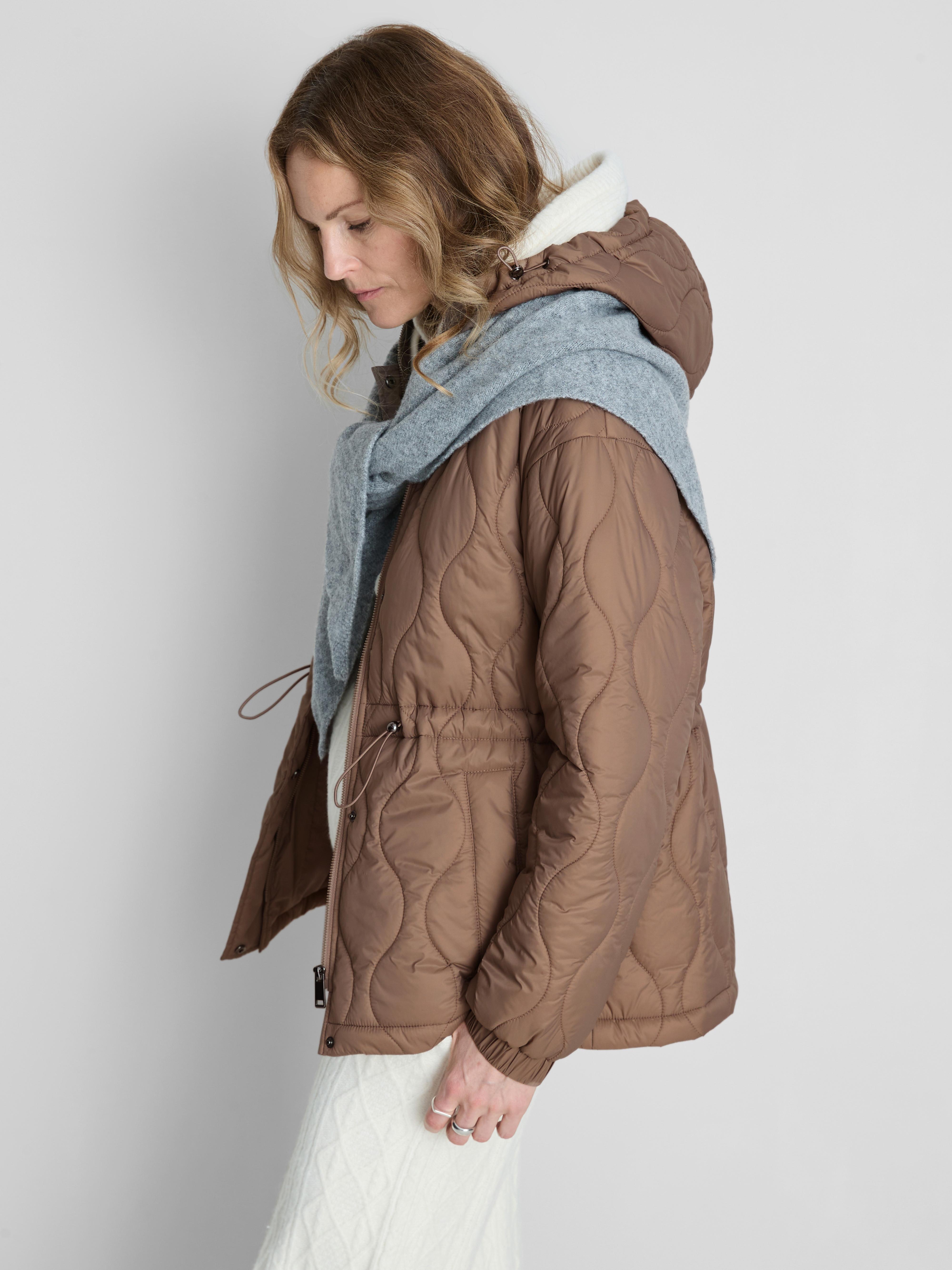 Women's Brown Quilted Cinched Waist Jacket