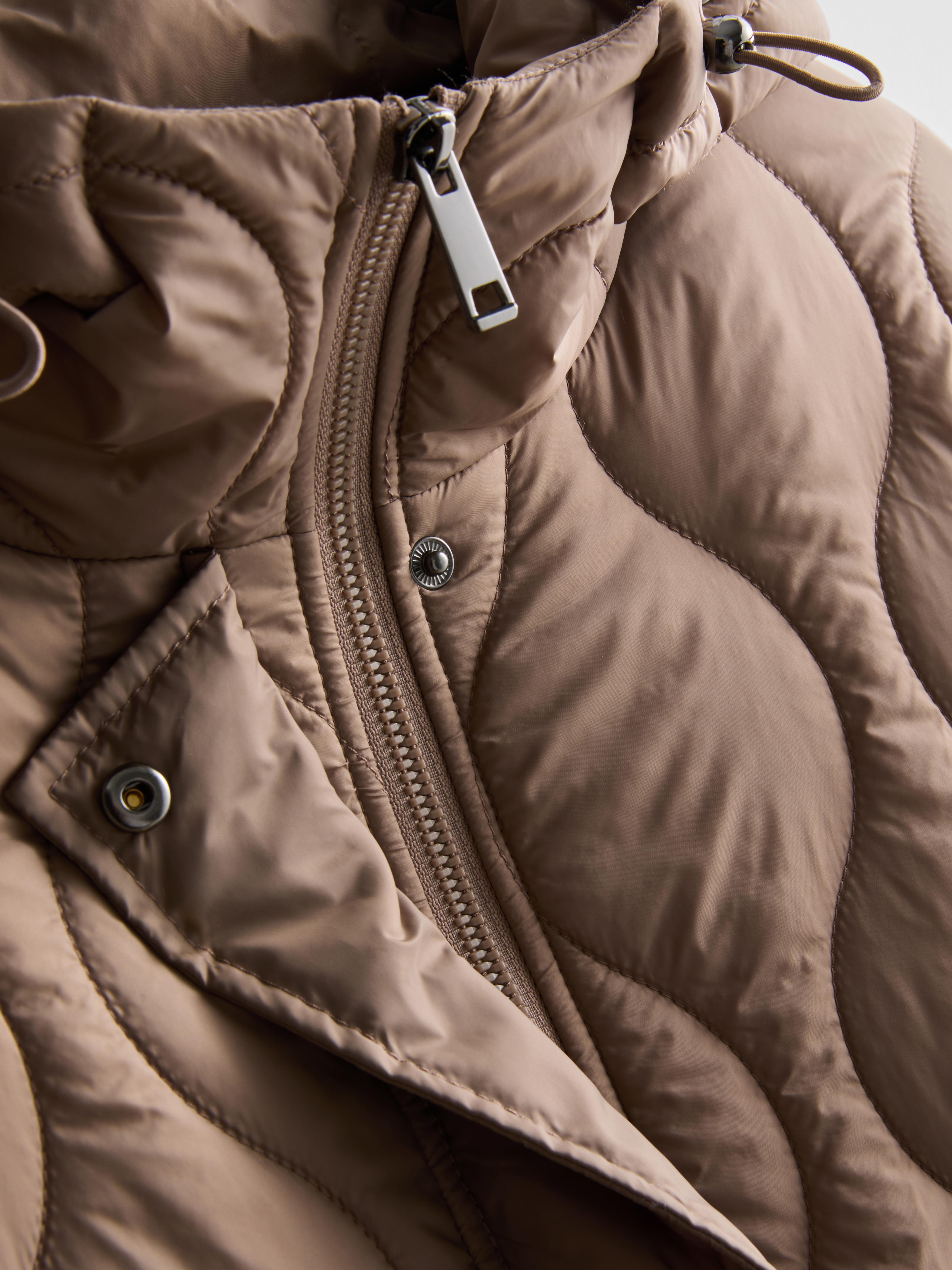 Women's Brown Quilted Cinched Waist Jacket