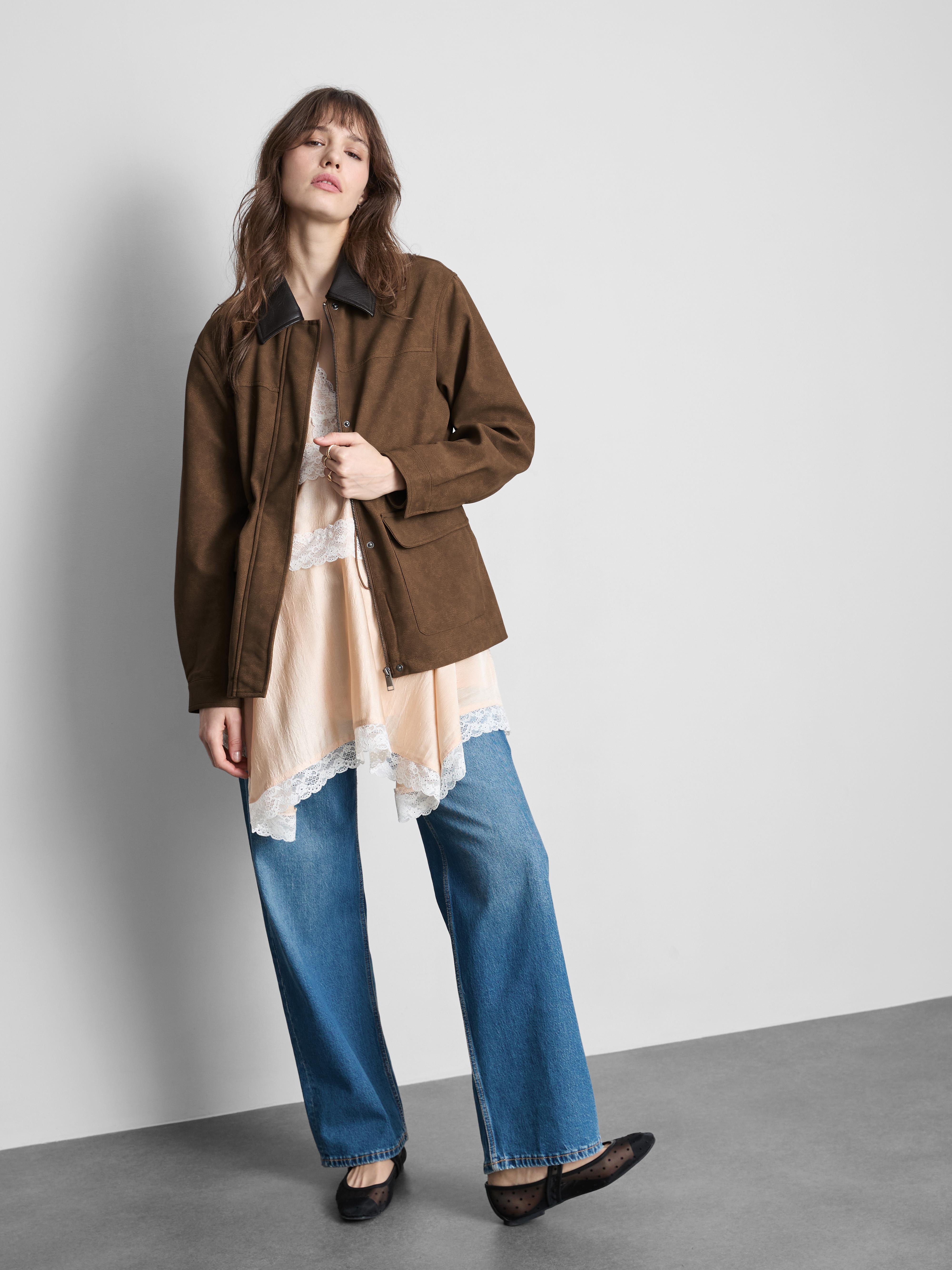 Faux Suede Barn Jacket