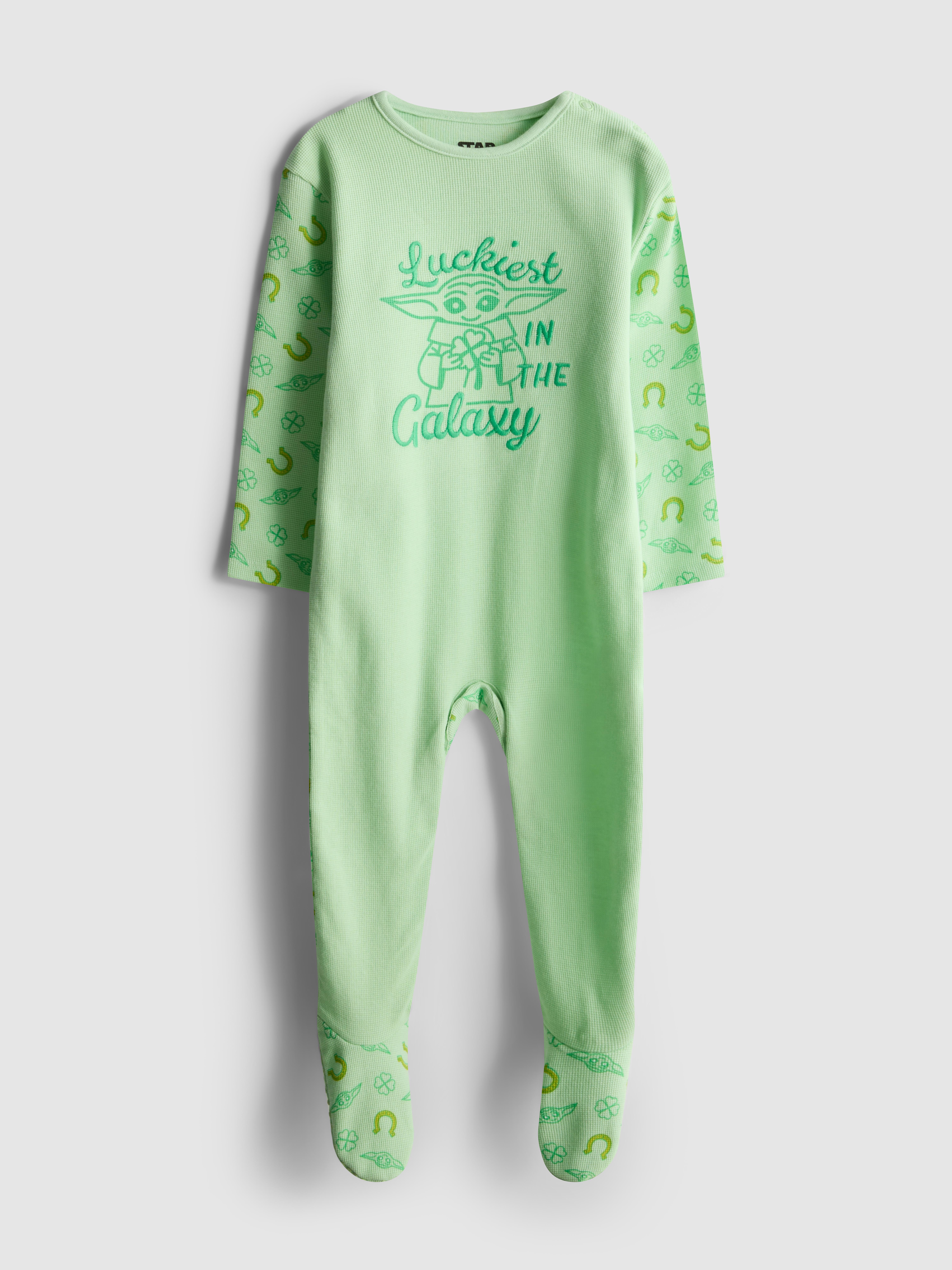 Baby Boys;Girls;Unisex Light Green 0-24mths | Star Wars Yoda St. Patrick’s Day Pajamas