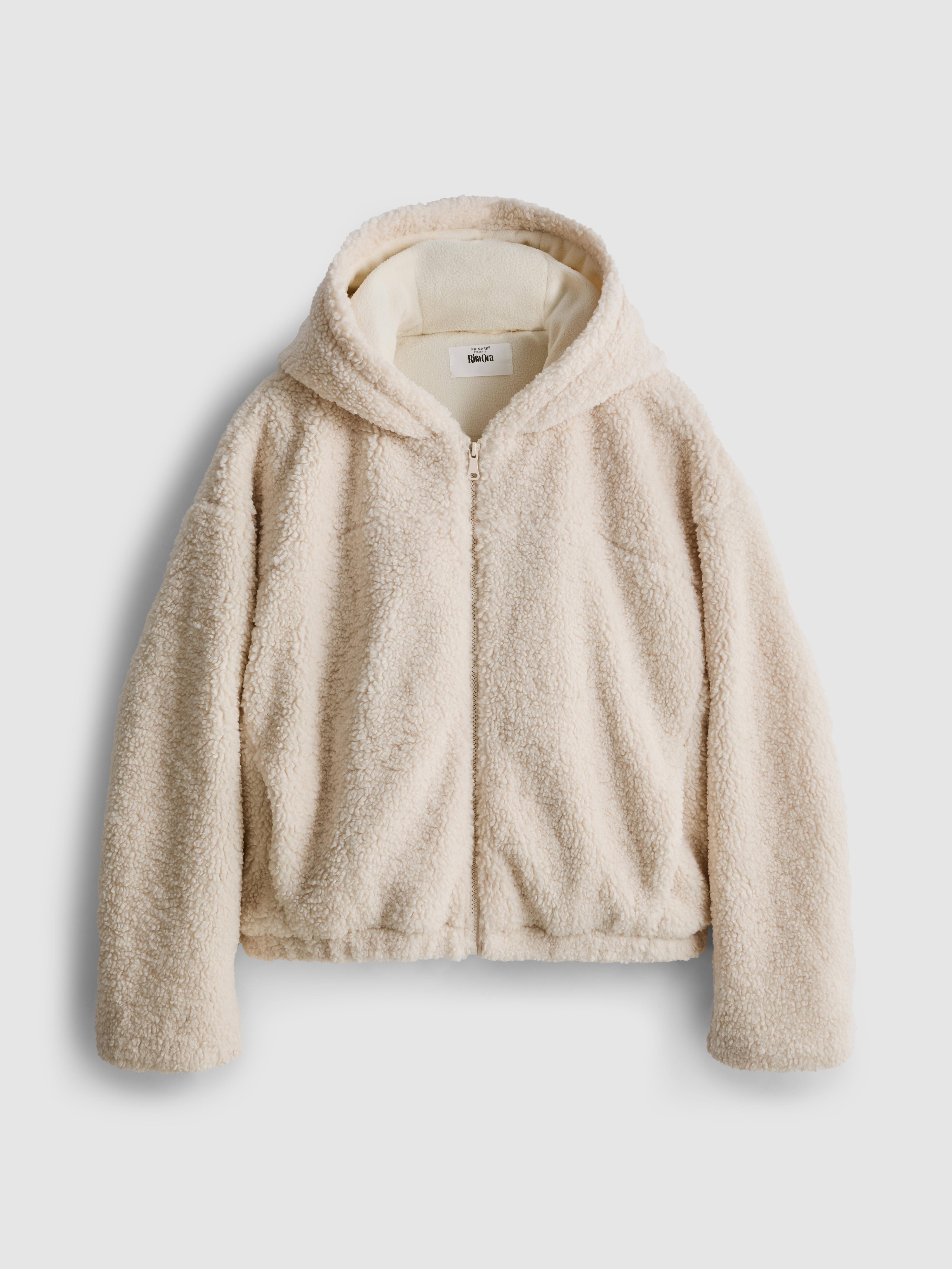 Women's Ivory Rita Ora Cozy Borg Hooded Jacket