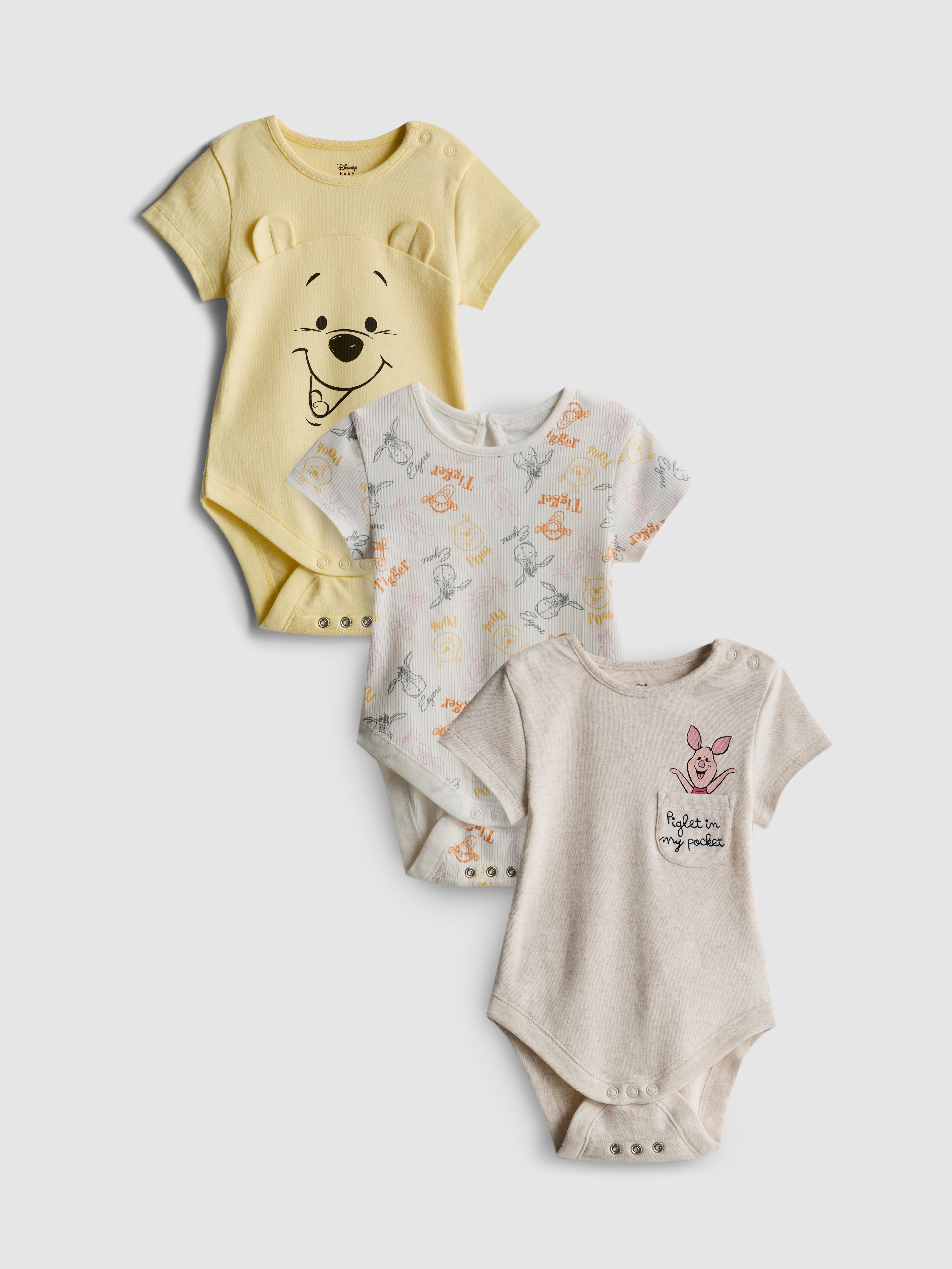 Baby Boys;Girls;Unisex Light Yellow 0-18mths | 3pk Disney's Winnie the Pooh Room to Grow Newborn Bodysuits