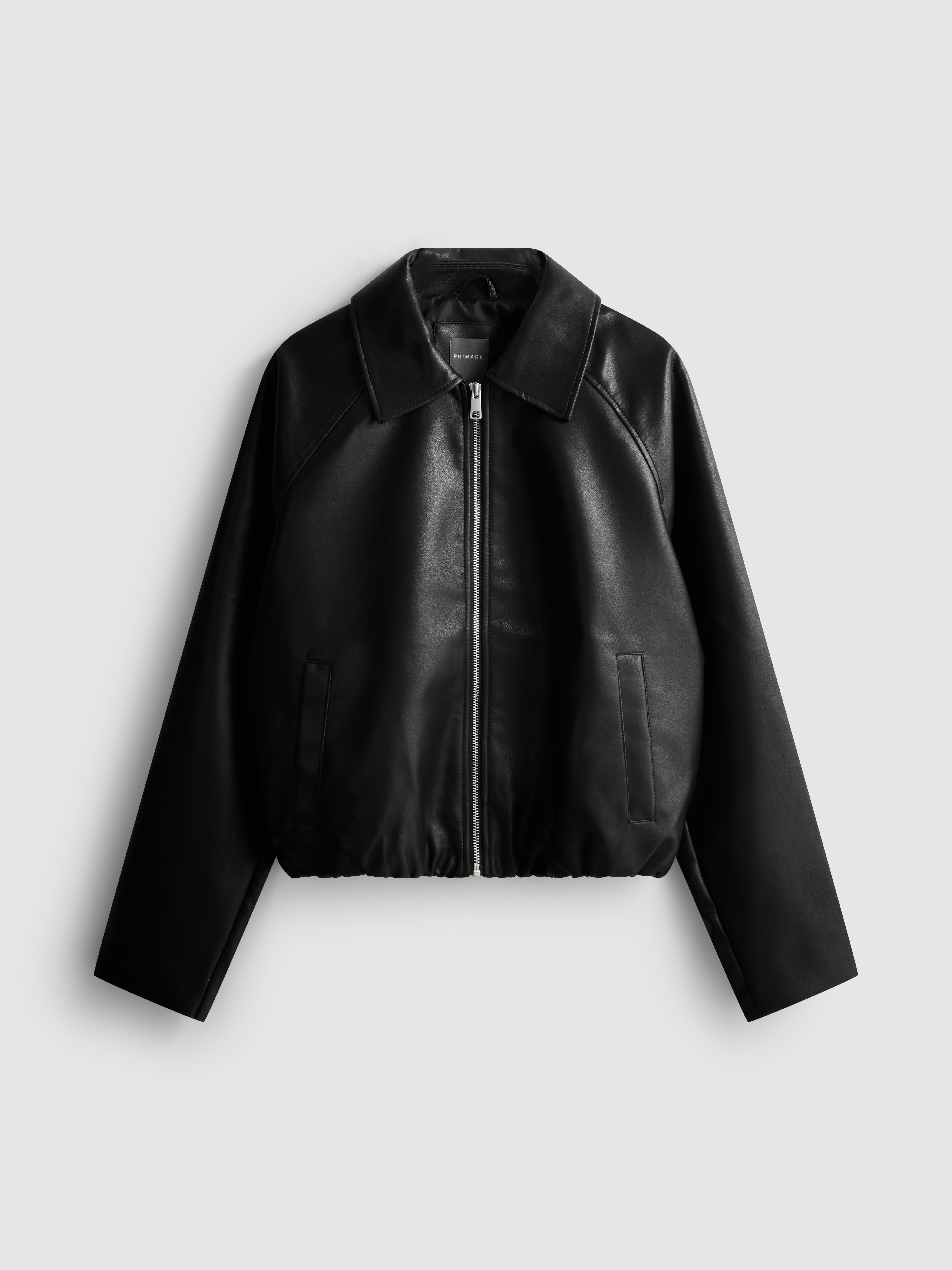 Relaxed Faux Leather Bomber Jacket