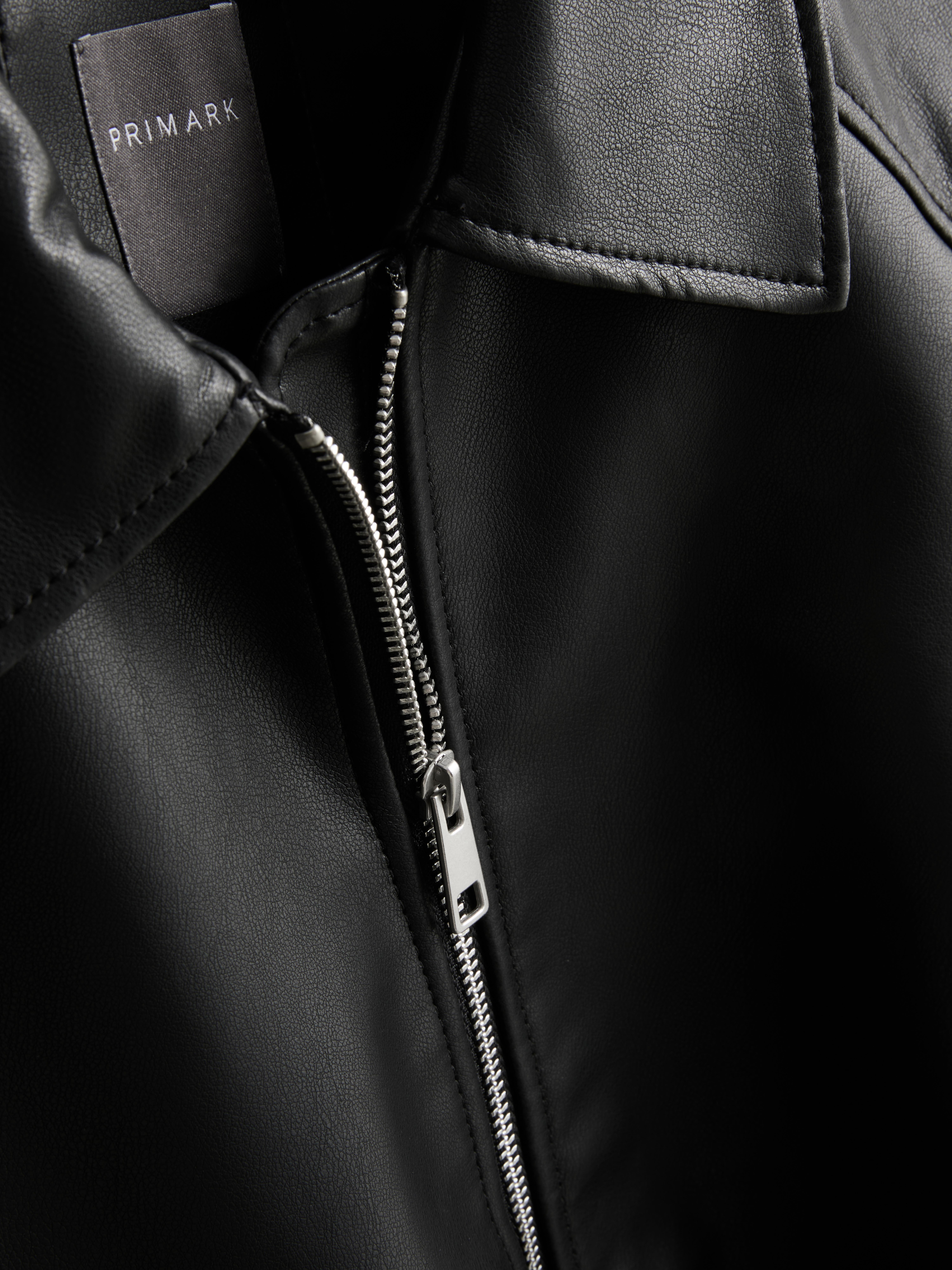 Relaxed Faux Leather Bomber Jacket