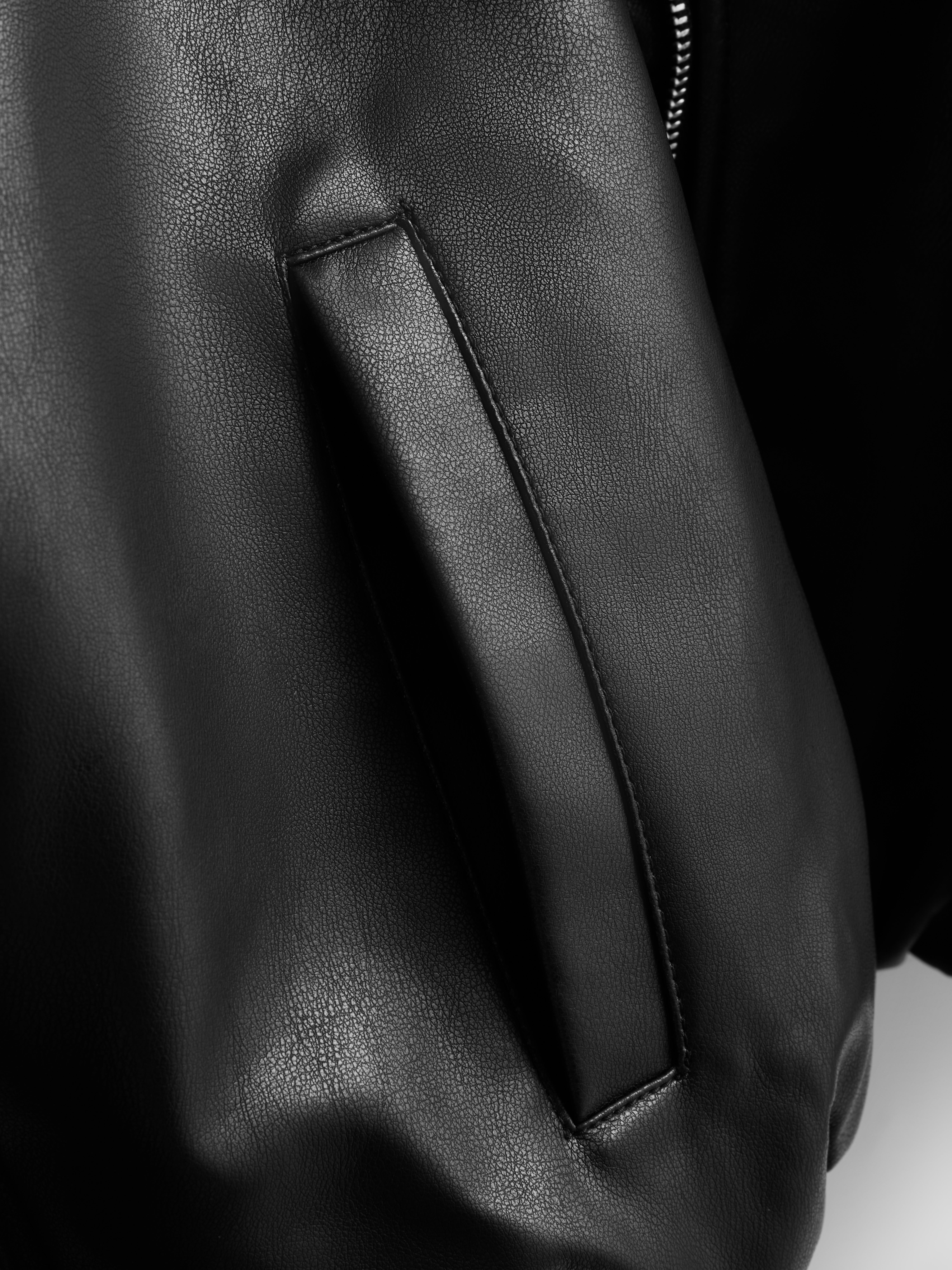 Relaxed Faux Leather Bomber Jacket