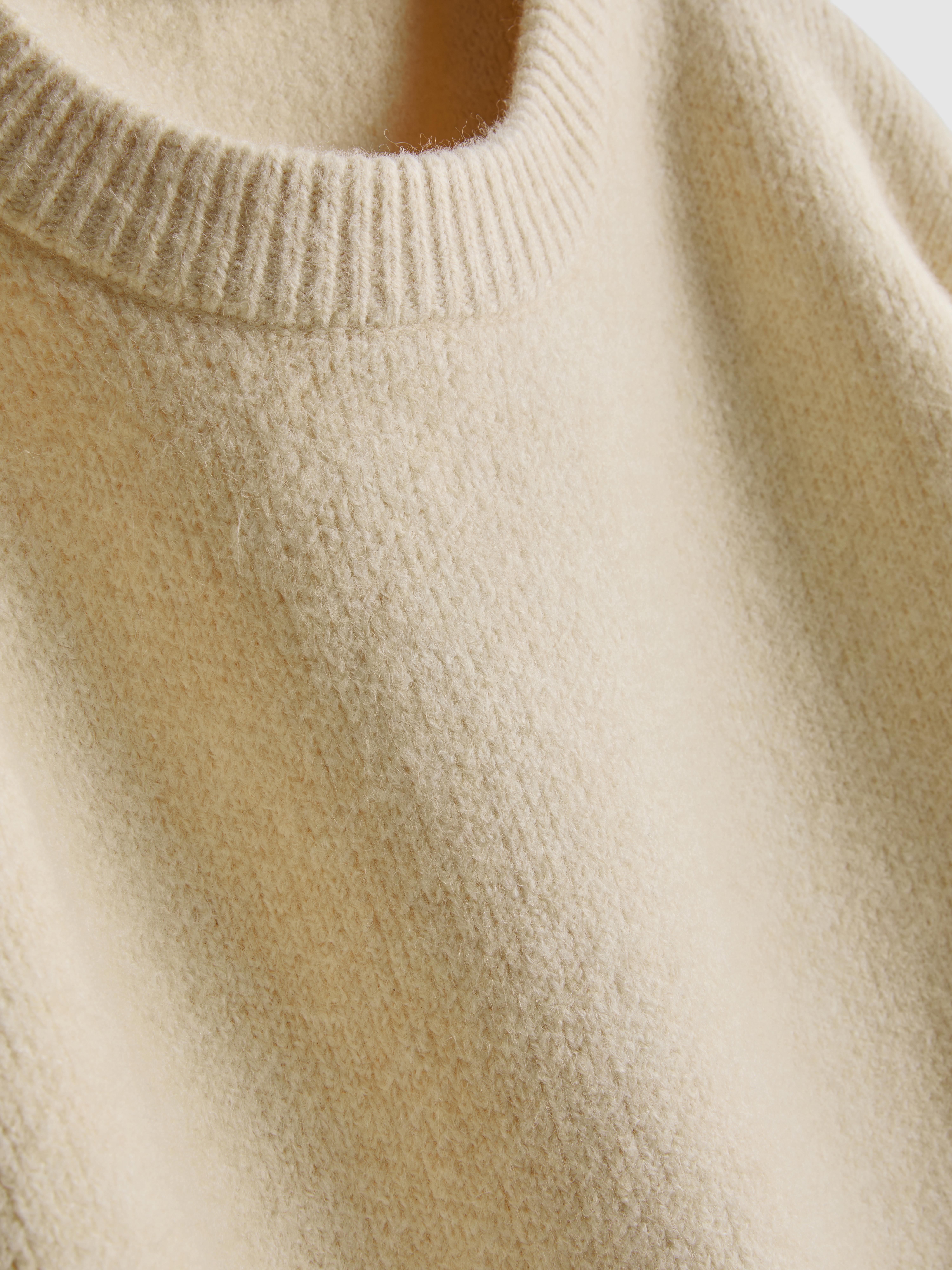 Women's Light Yellow Knitted Crewneck Sweatshirt