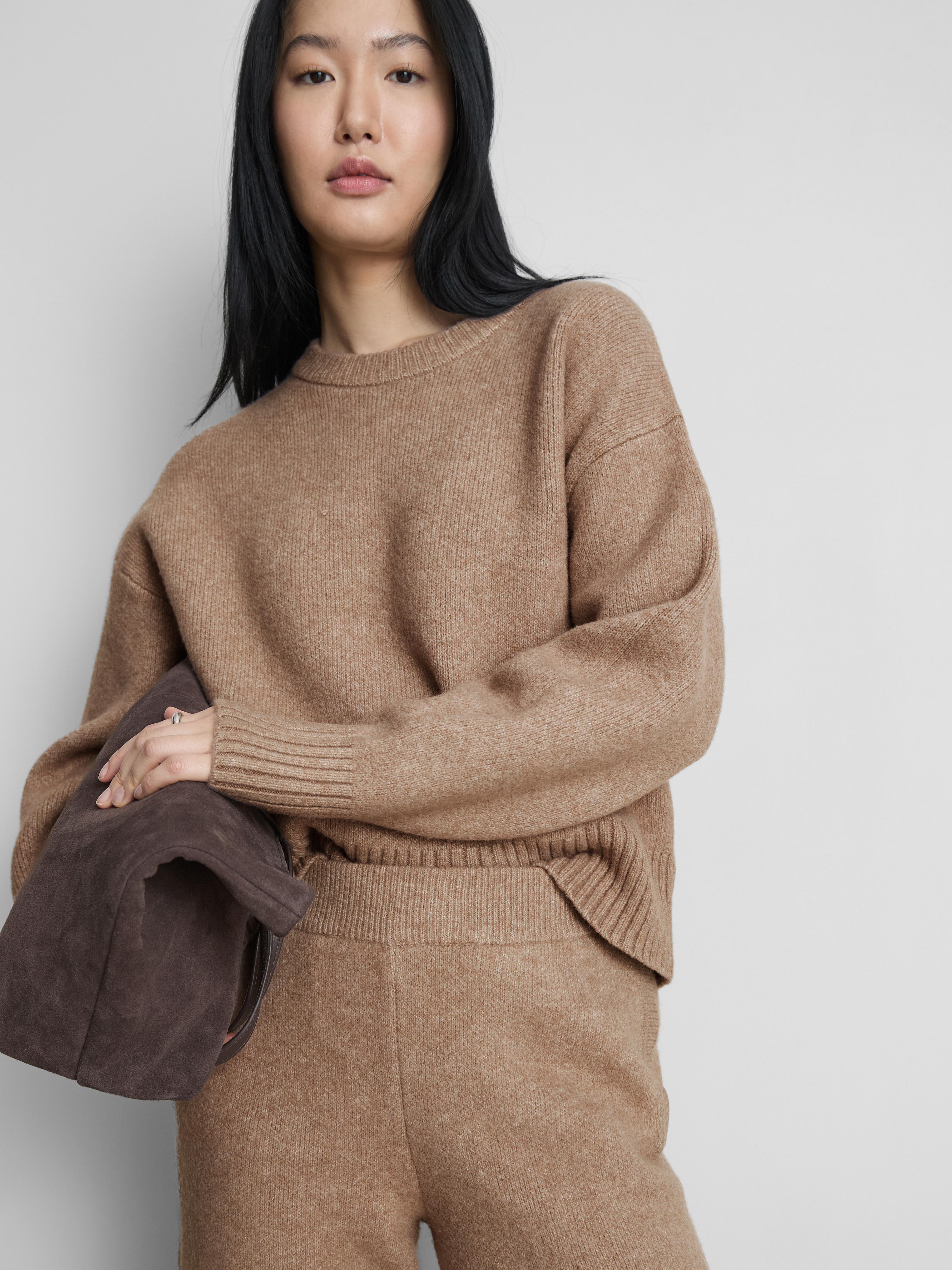 Women's Mocha Knitted Crewneck Sweatshirt