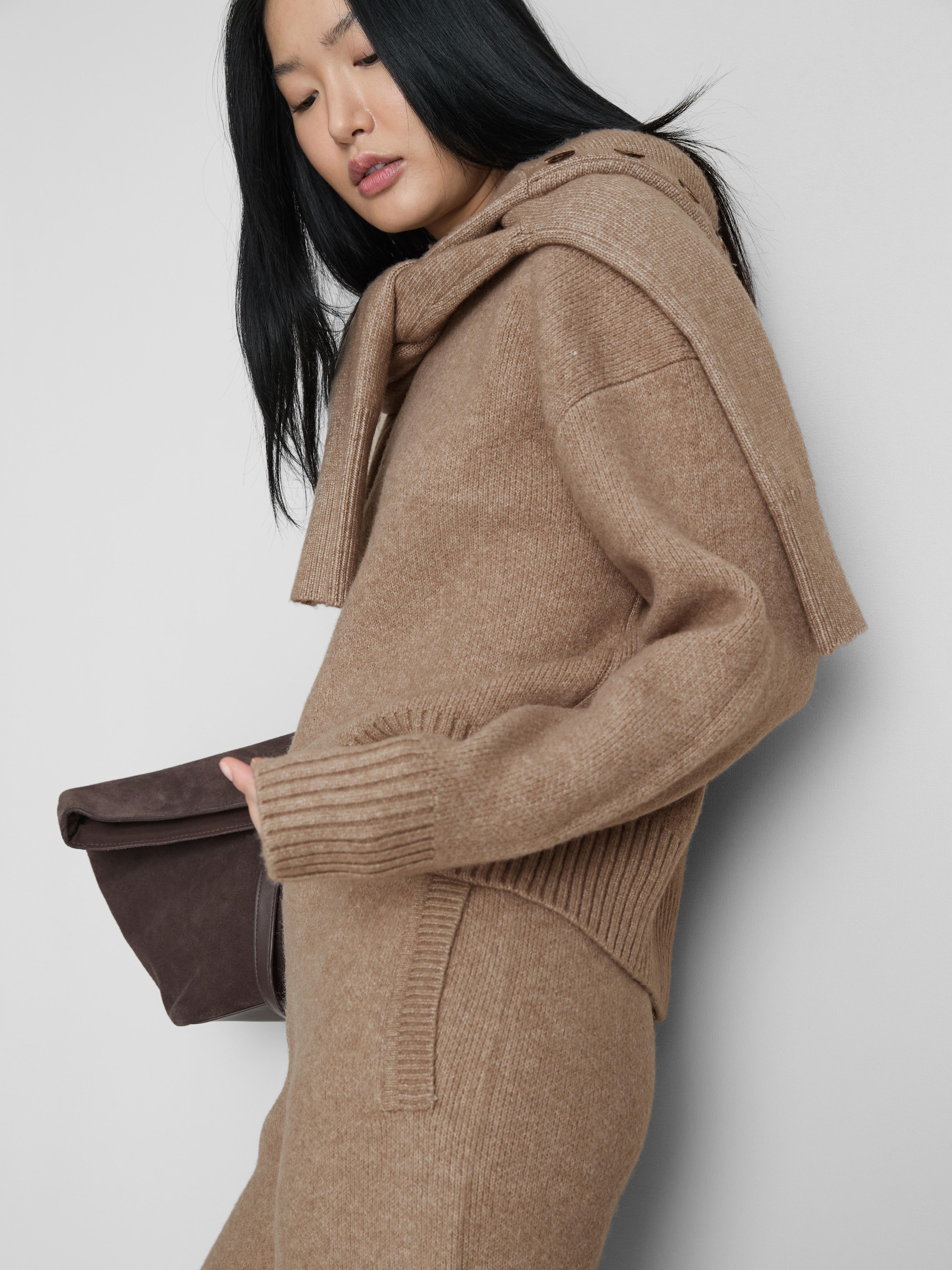 Women's Mocha Knitted Crewneck Sweatshirt