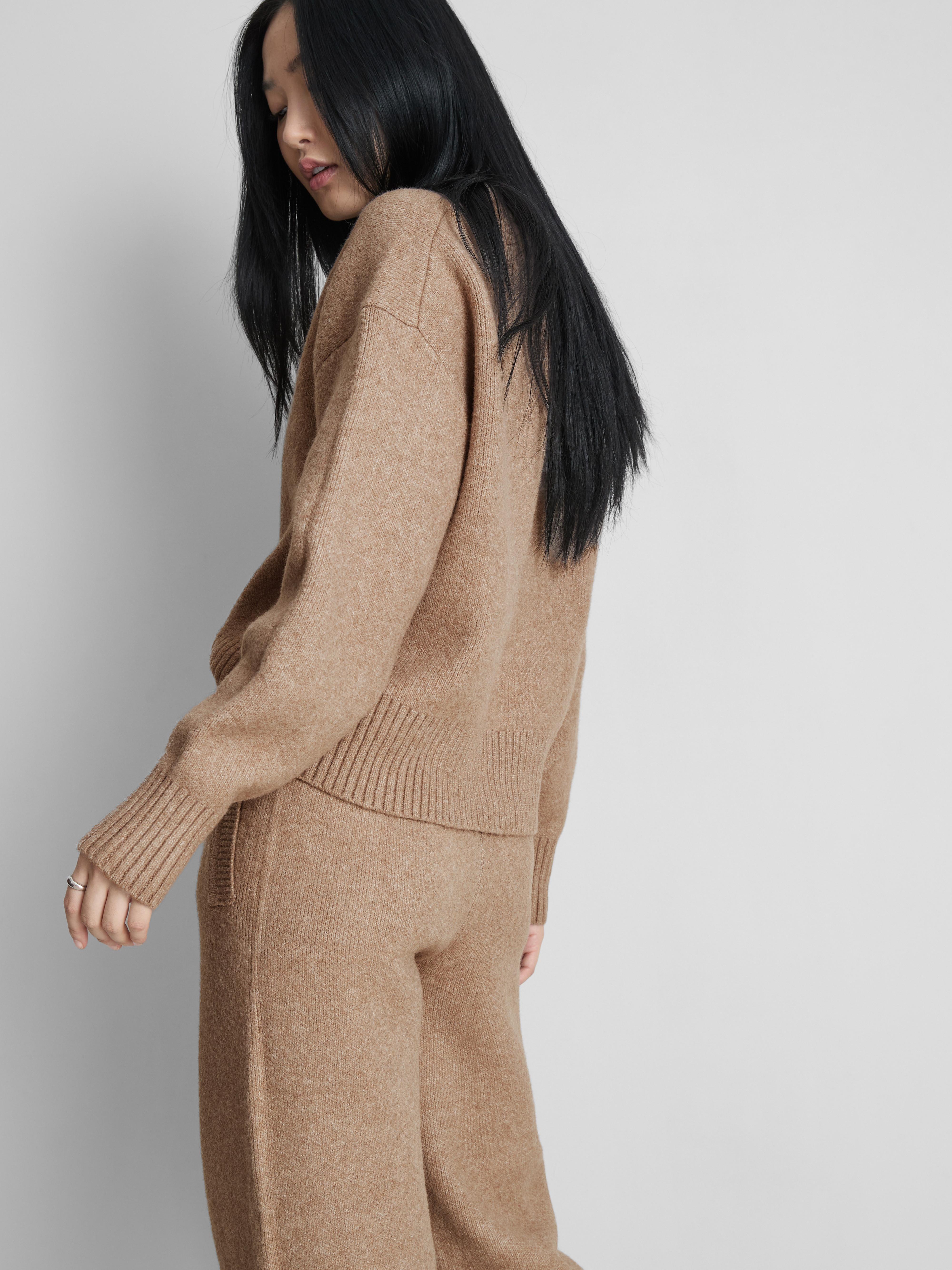 Women's Mocha Knitted Crewneck Sweatshirt