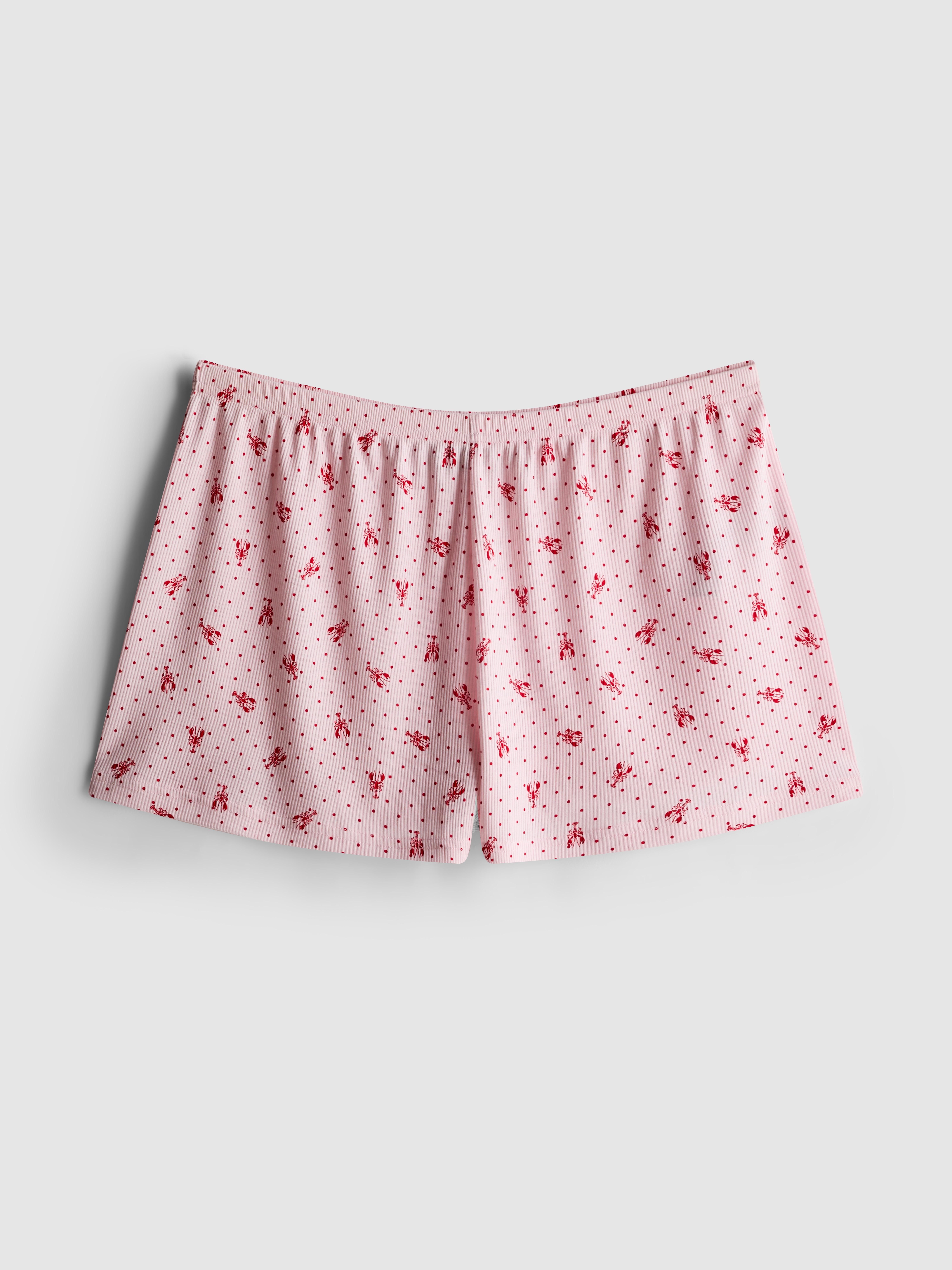 Pyjamashort van ribstof met print