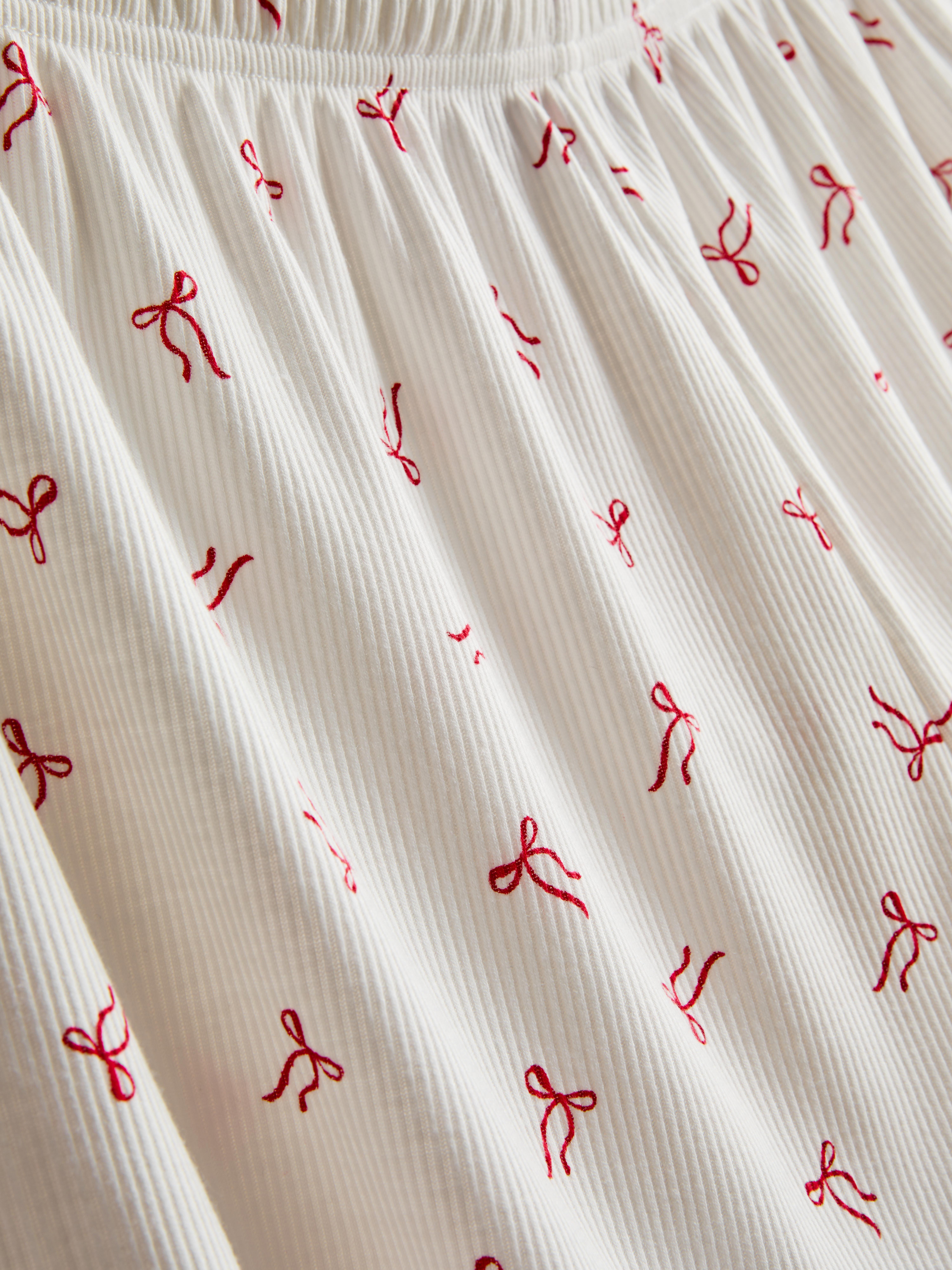 Printed Ribbed Pajama Shorts