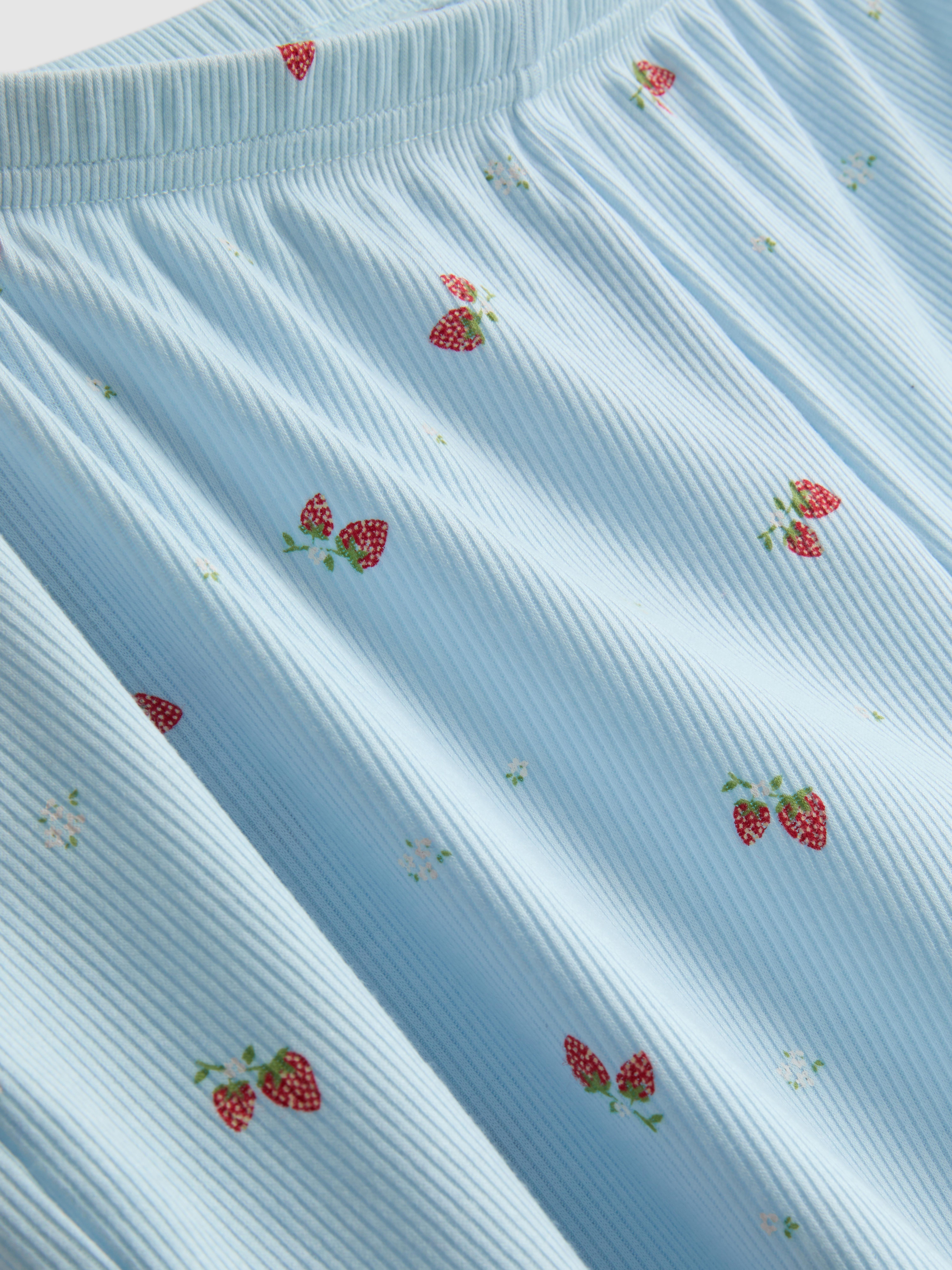 Printed Ribbed Pajama Shorts