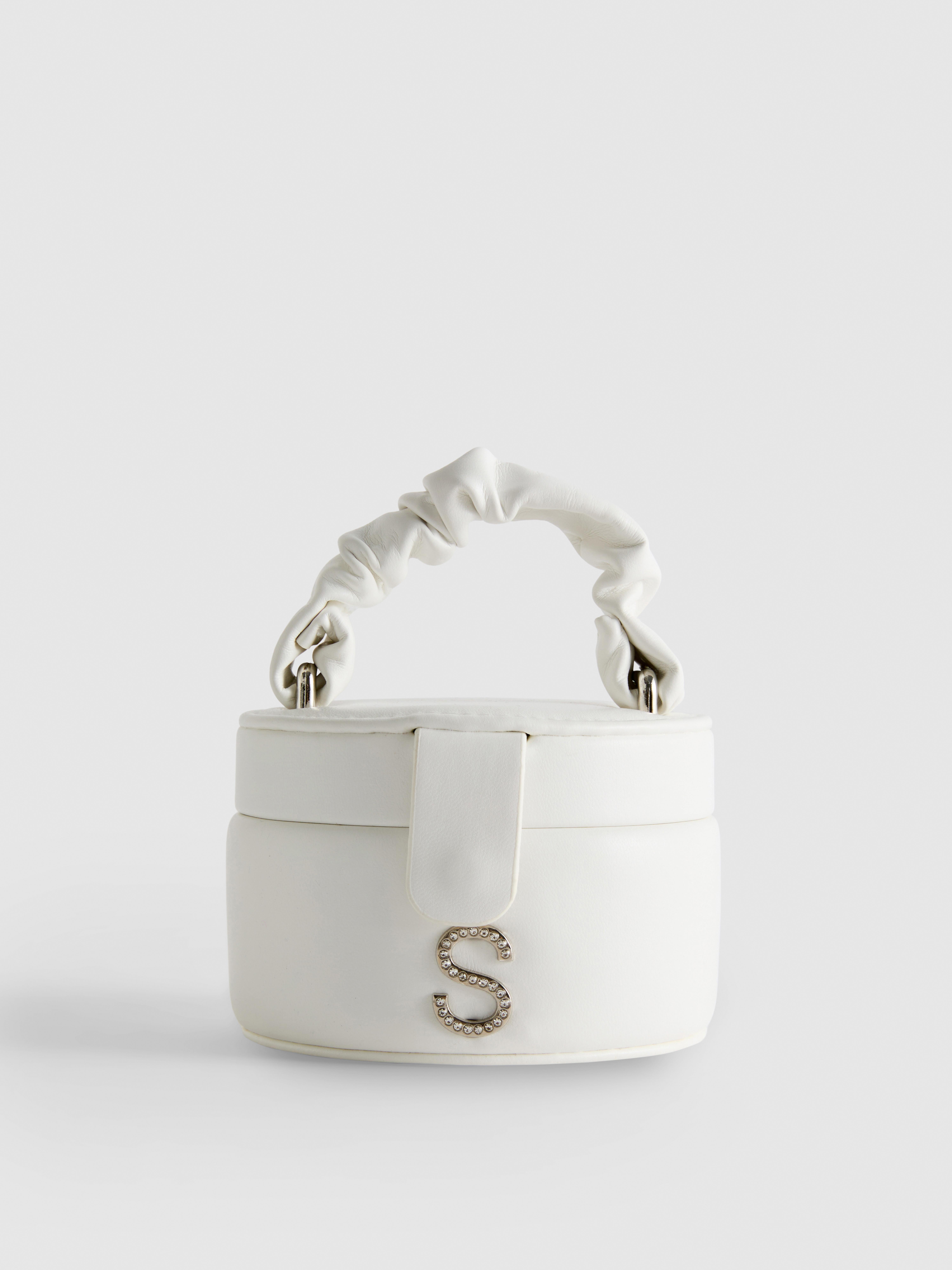 Ruched Initial Jewellery Box White