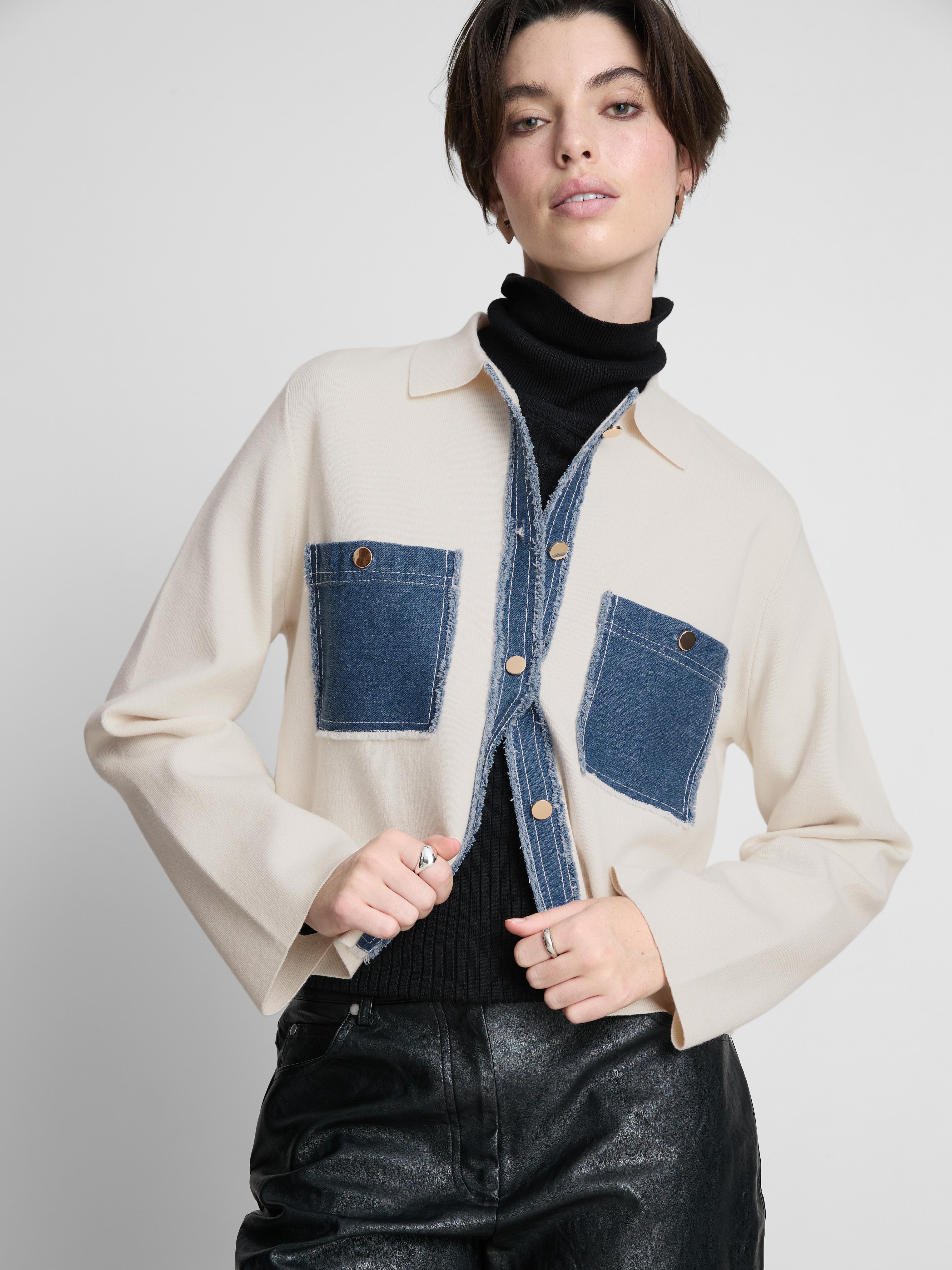 Zweifarbige Hemdjacke aus Denim