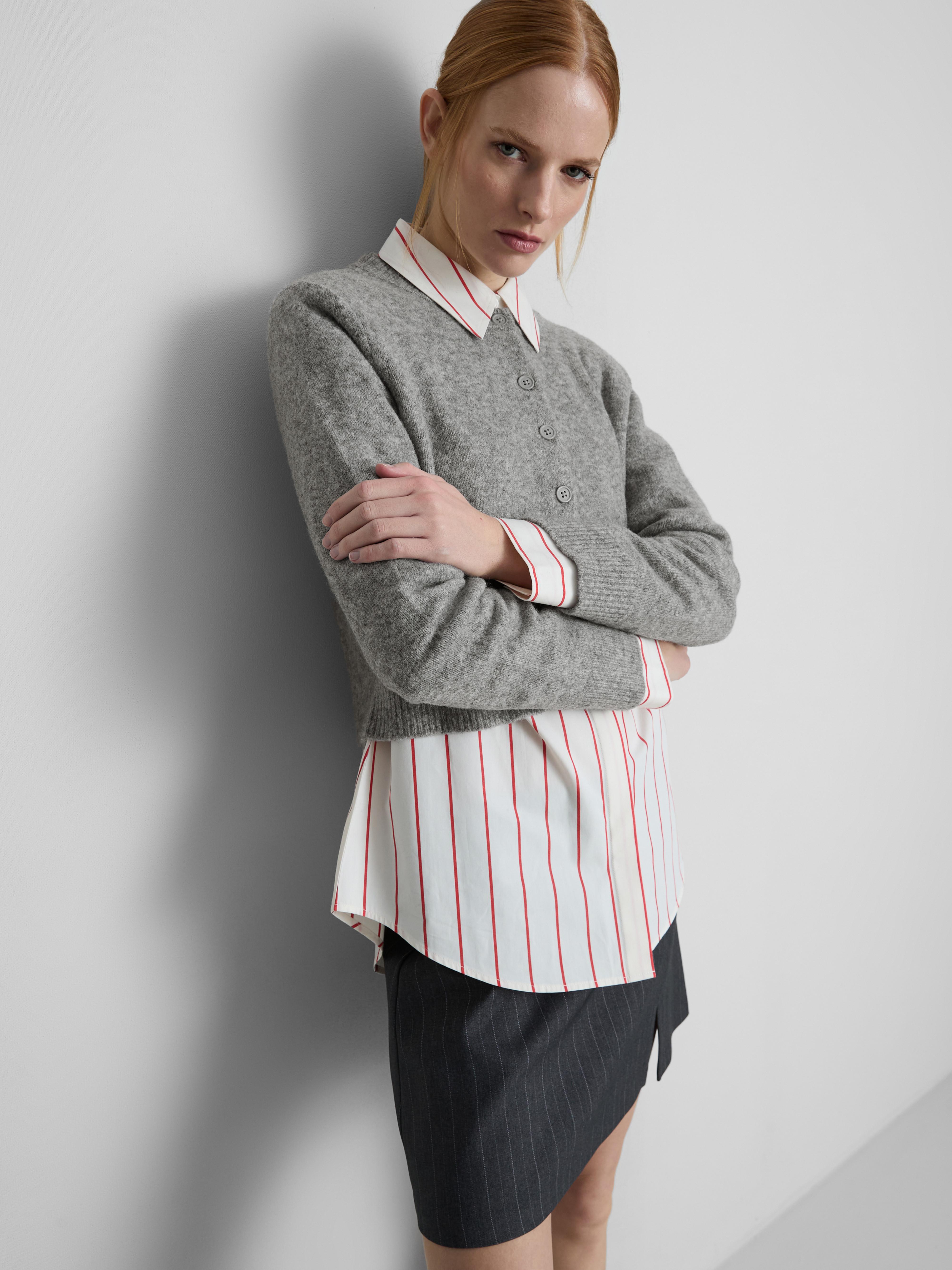 Cropped Crew Neck Cardigan