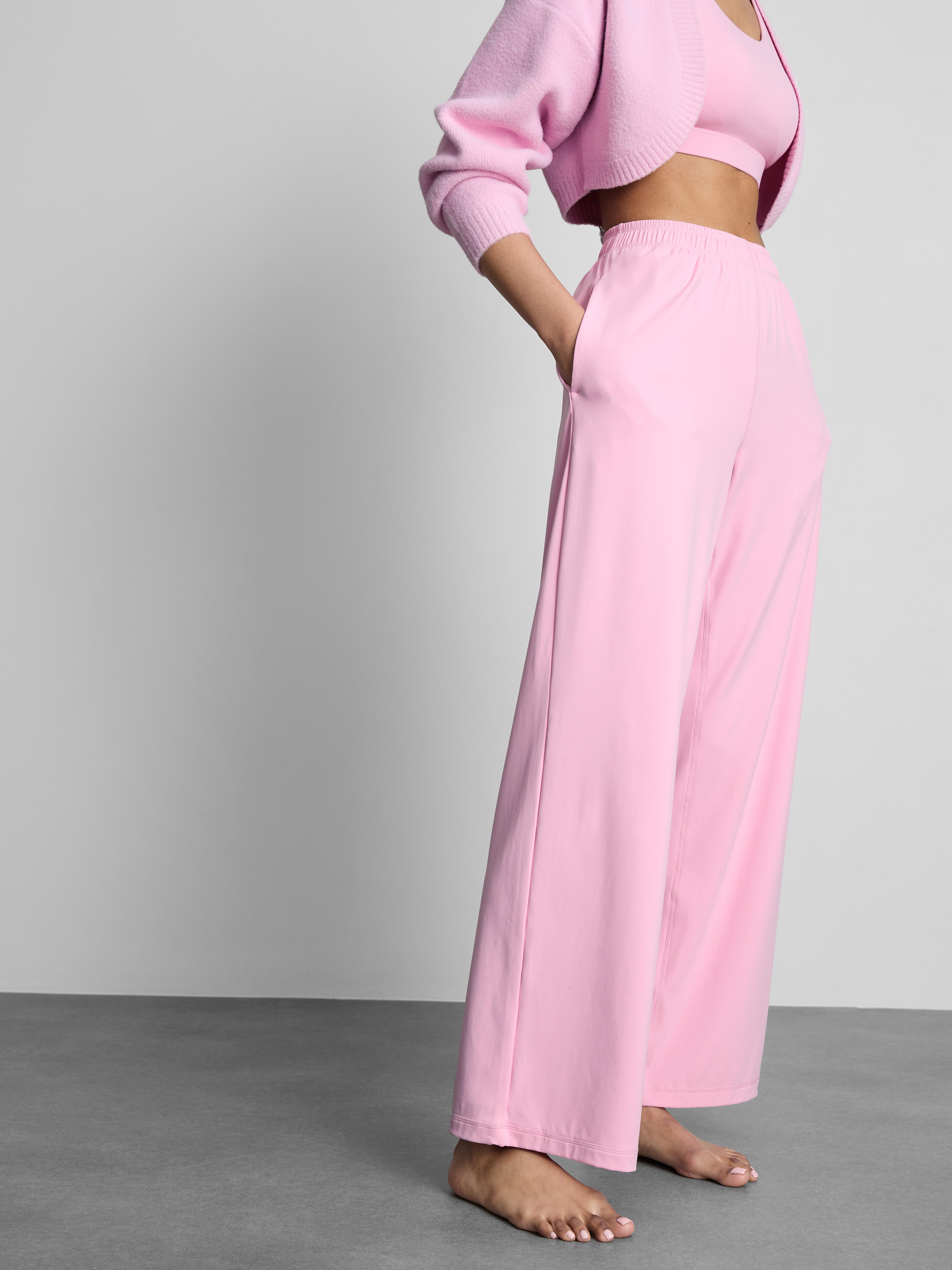 Women's Pink Wide-Leg Athleisure Pants