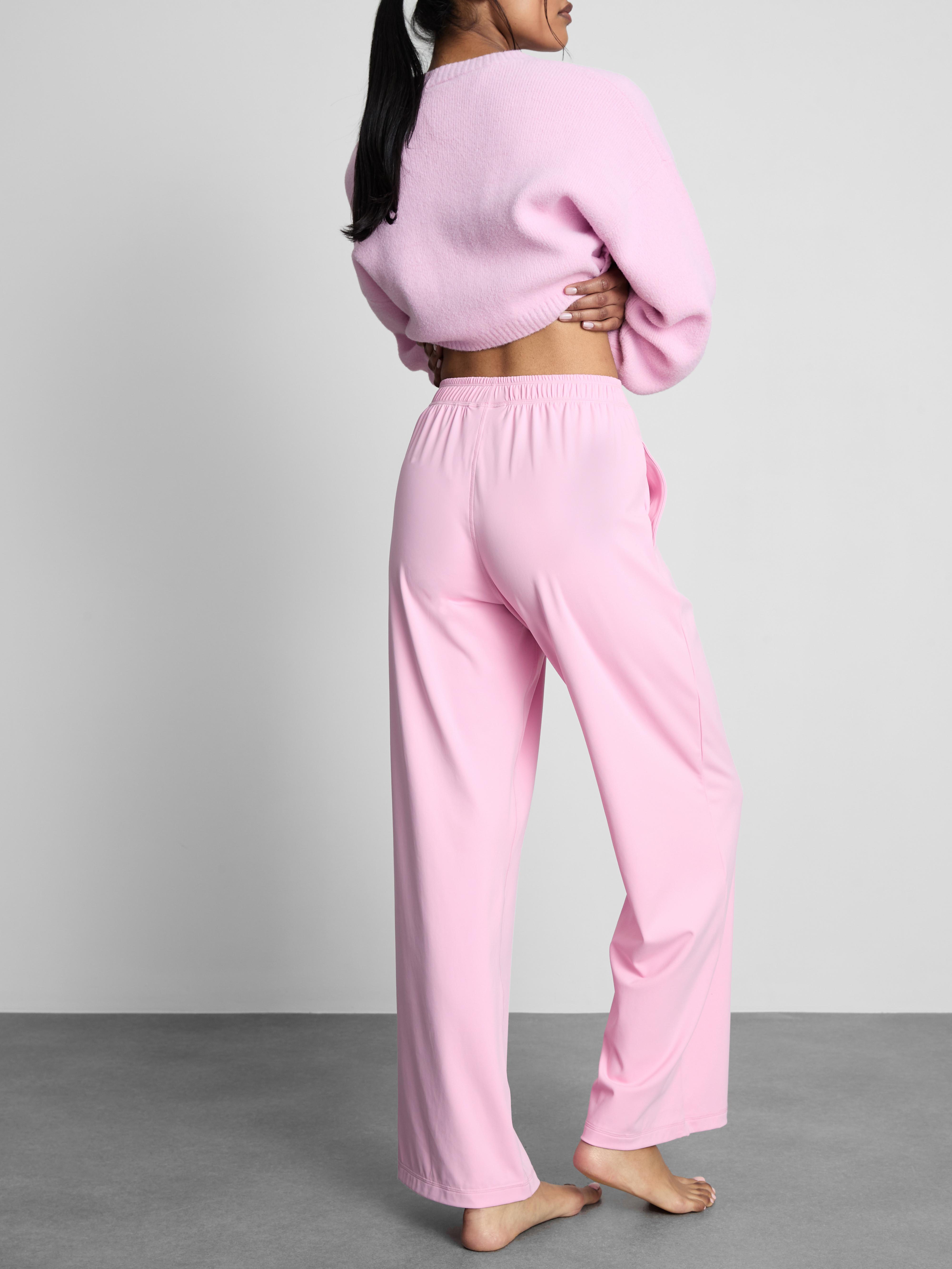 Women's Pink Wide-Leg Athleisure Pants
