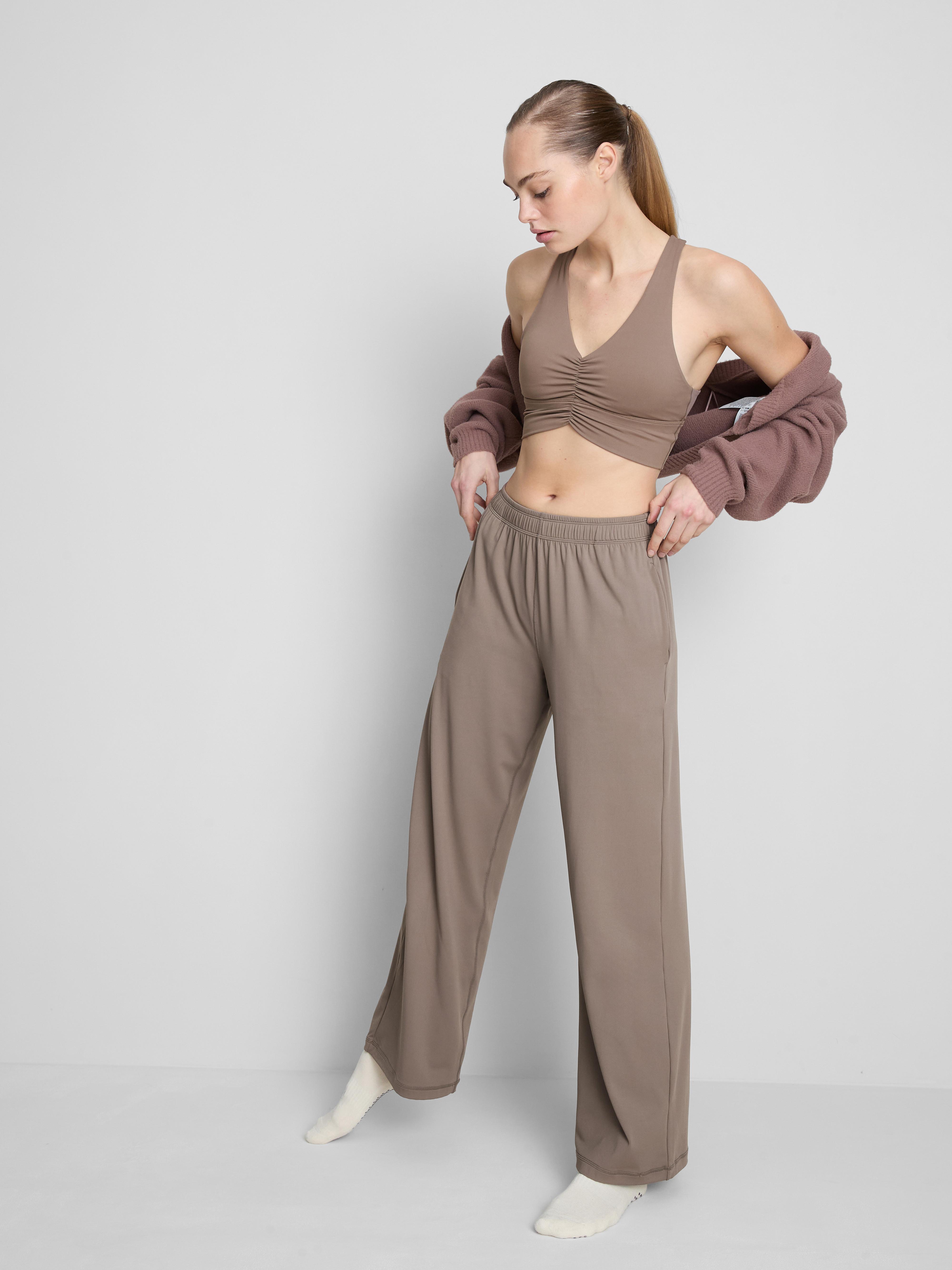 Women's Brown Wide-Leg Athleisure Pants