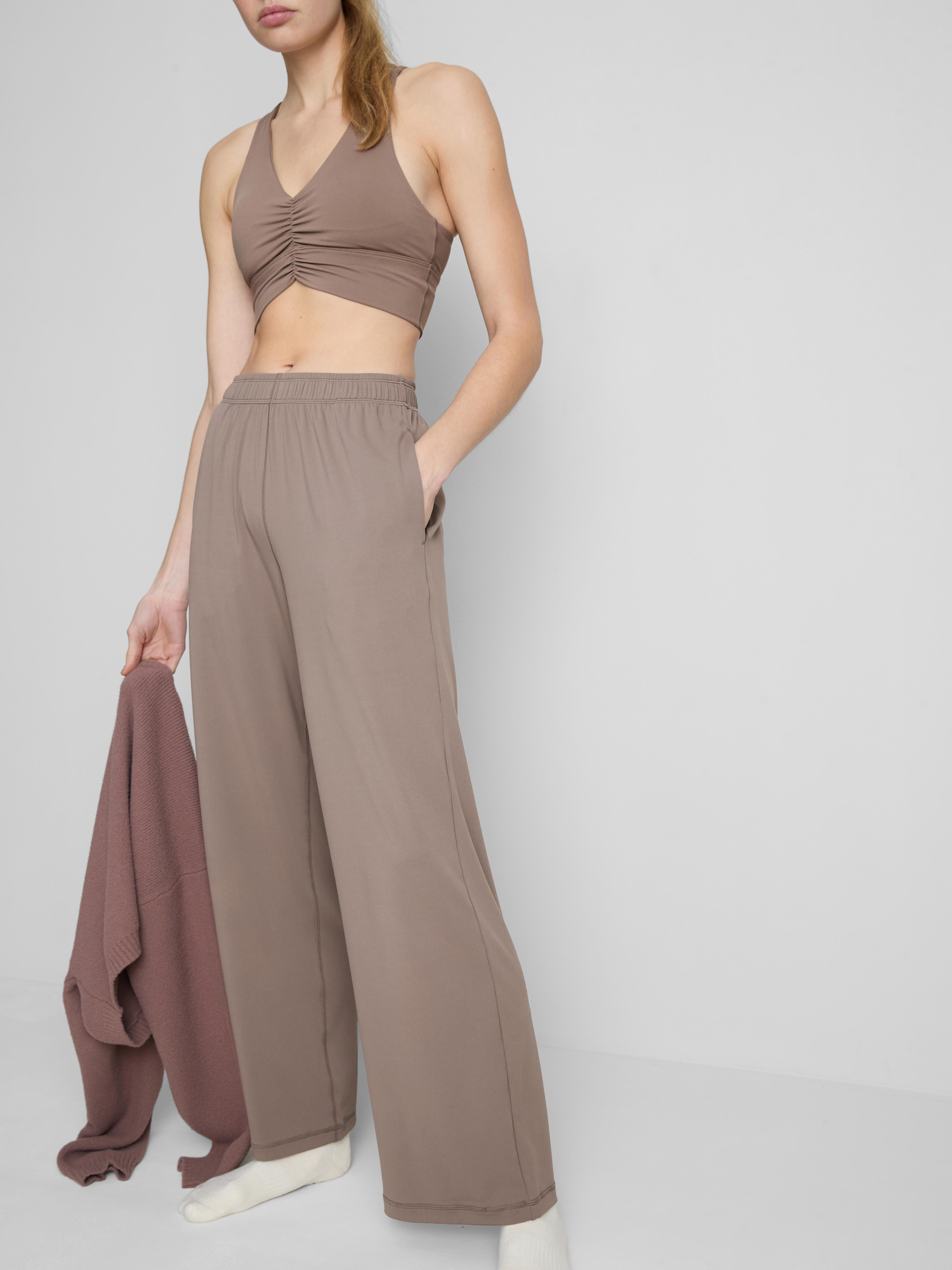 Women's Brown Wide-Leg Athleisure Pants