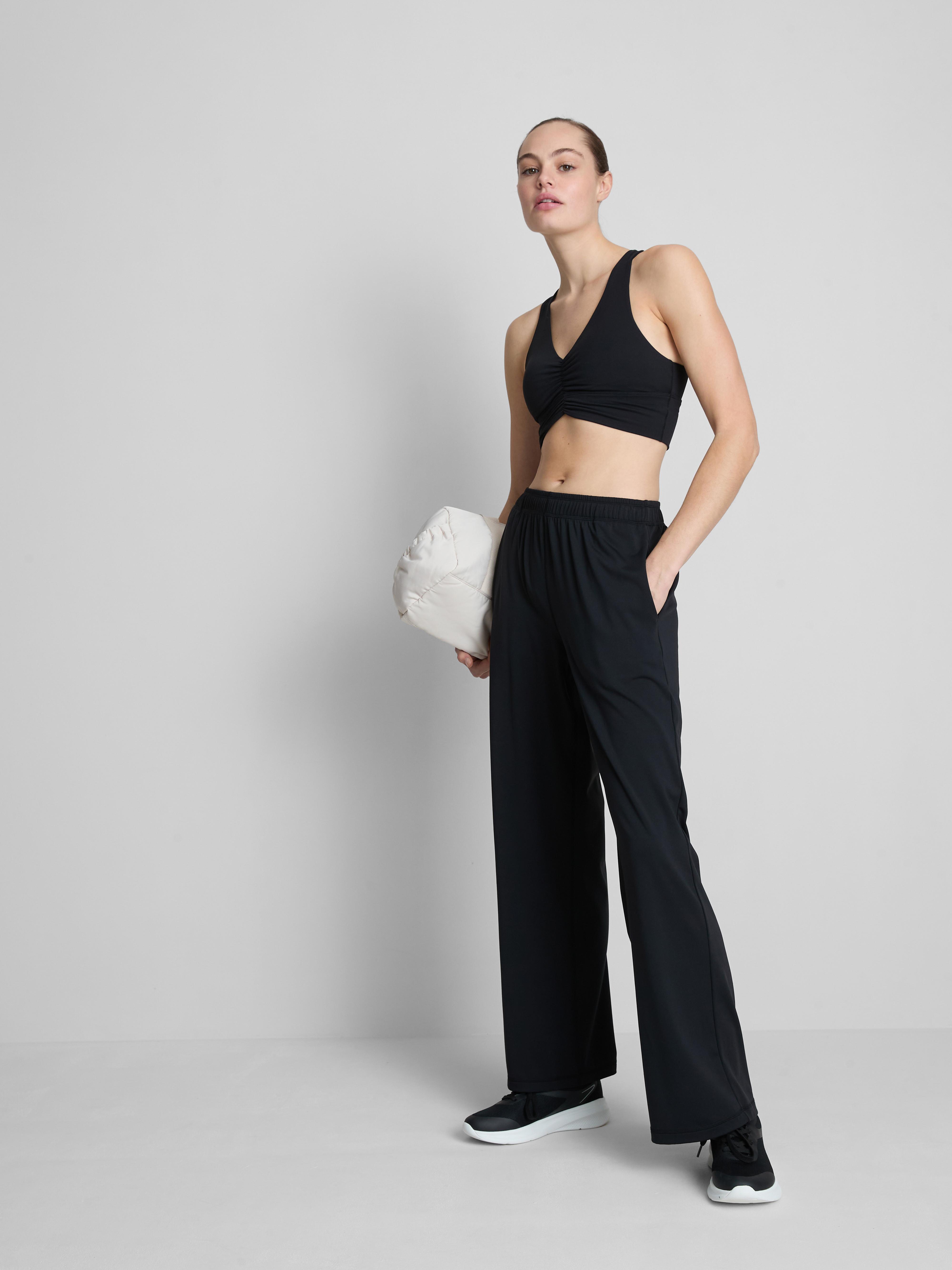 Women's Black Wide-Leg Athleisure Pants