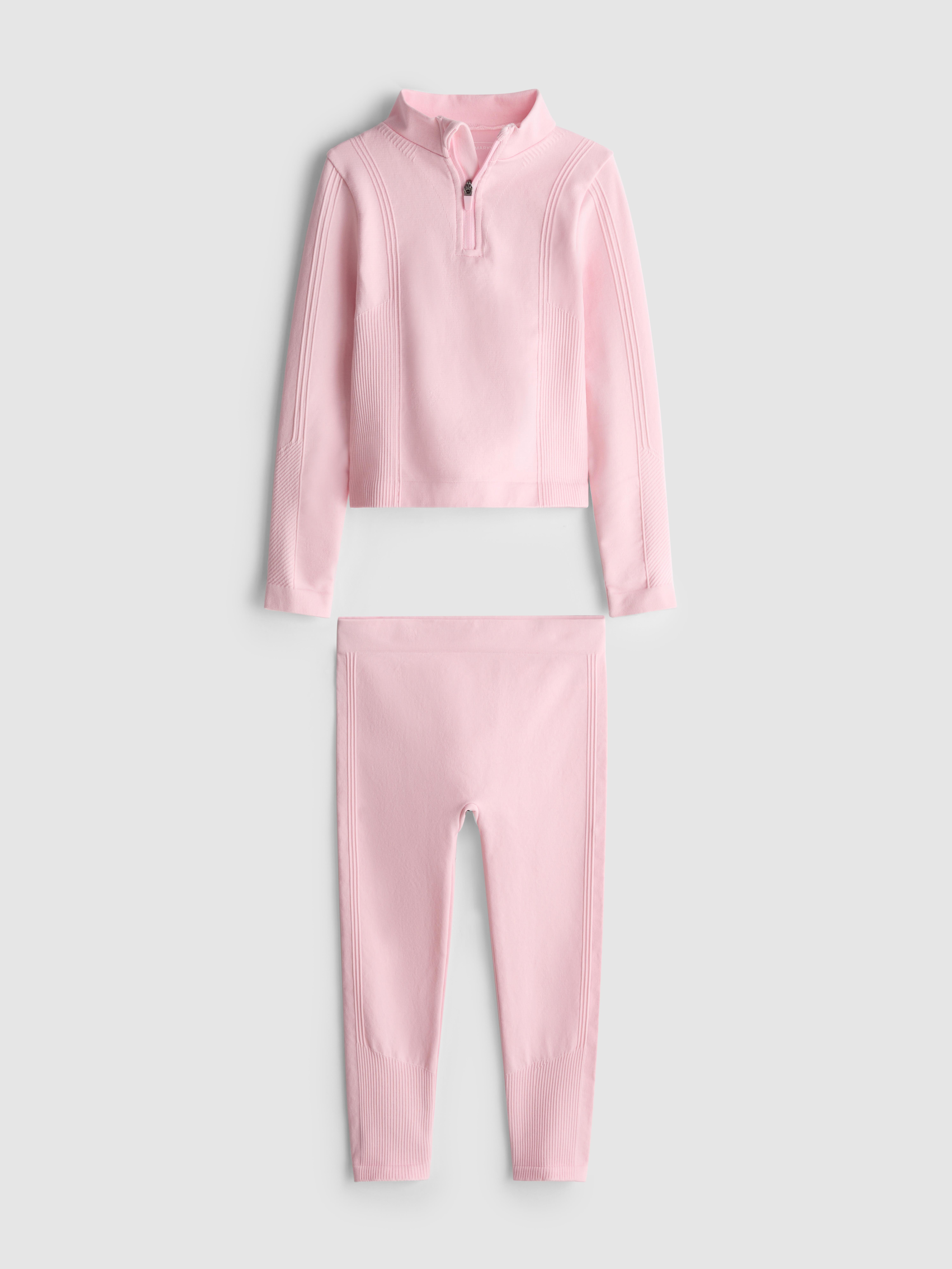 Girls Pink 3-8yrs | Seamless Active High-Neck Sweatshirt and Leggings Set