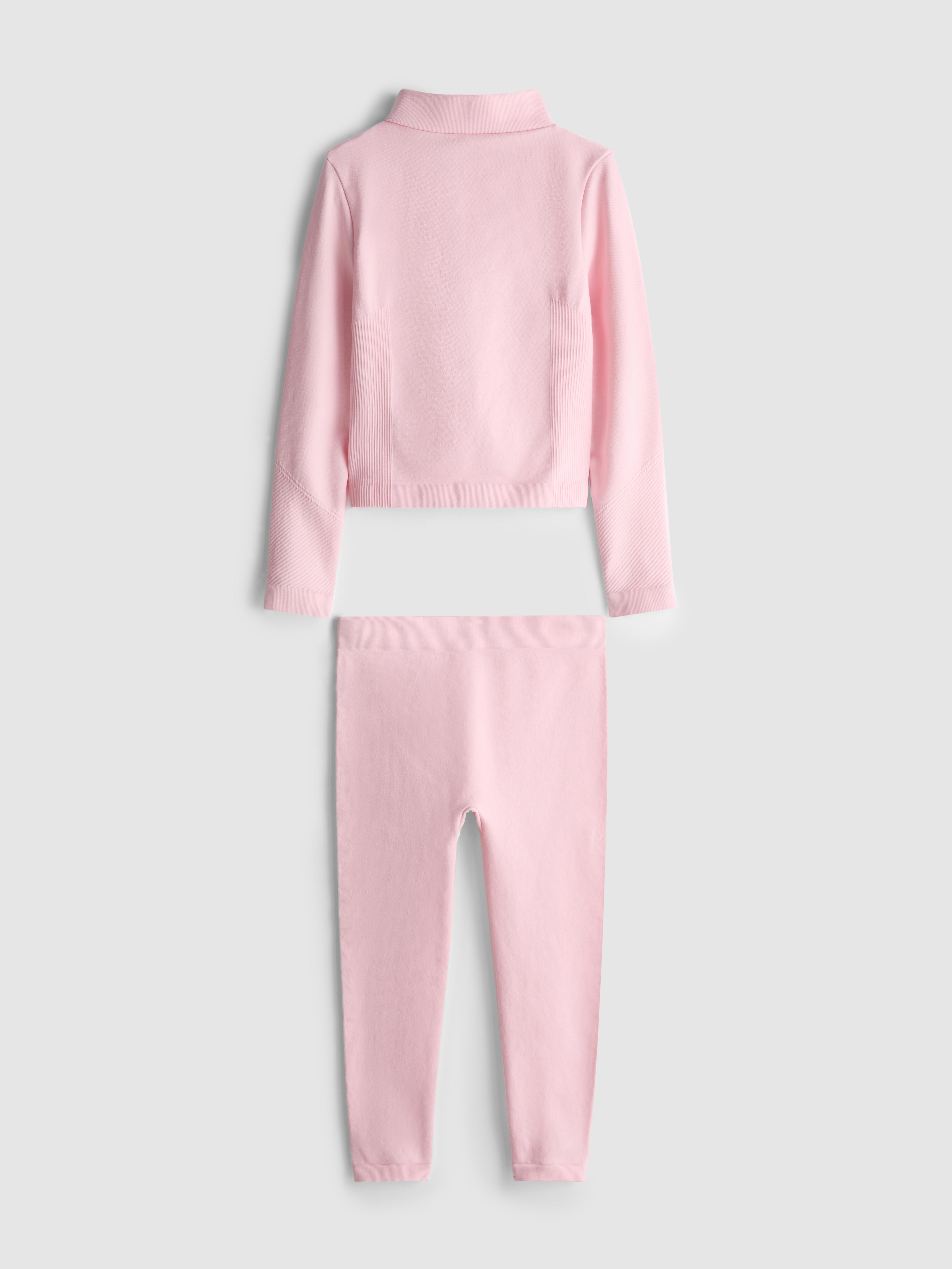 Girls Pink 3-8yrs | Seamless Active High-Neck Sweatshirt and Leggings Set
