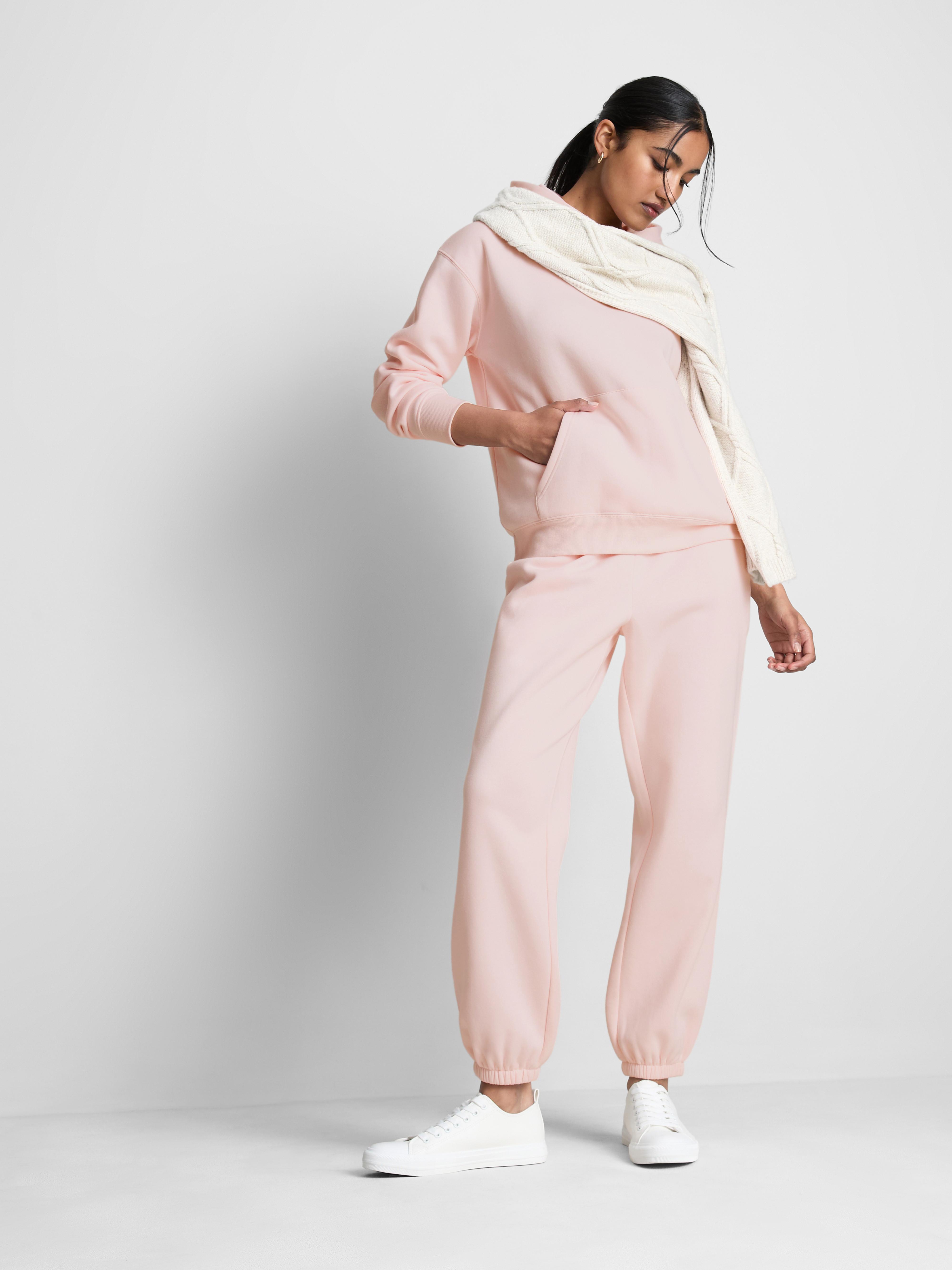 Women's Light Pink Essential Cotton-Blend Hoodie