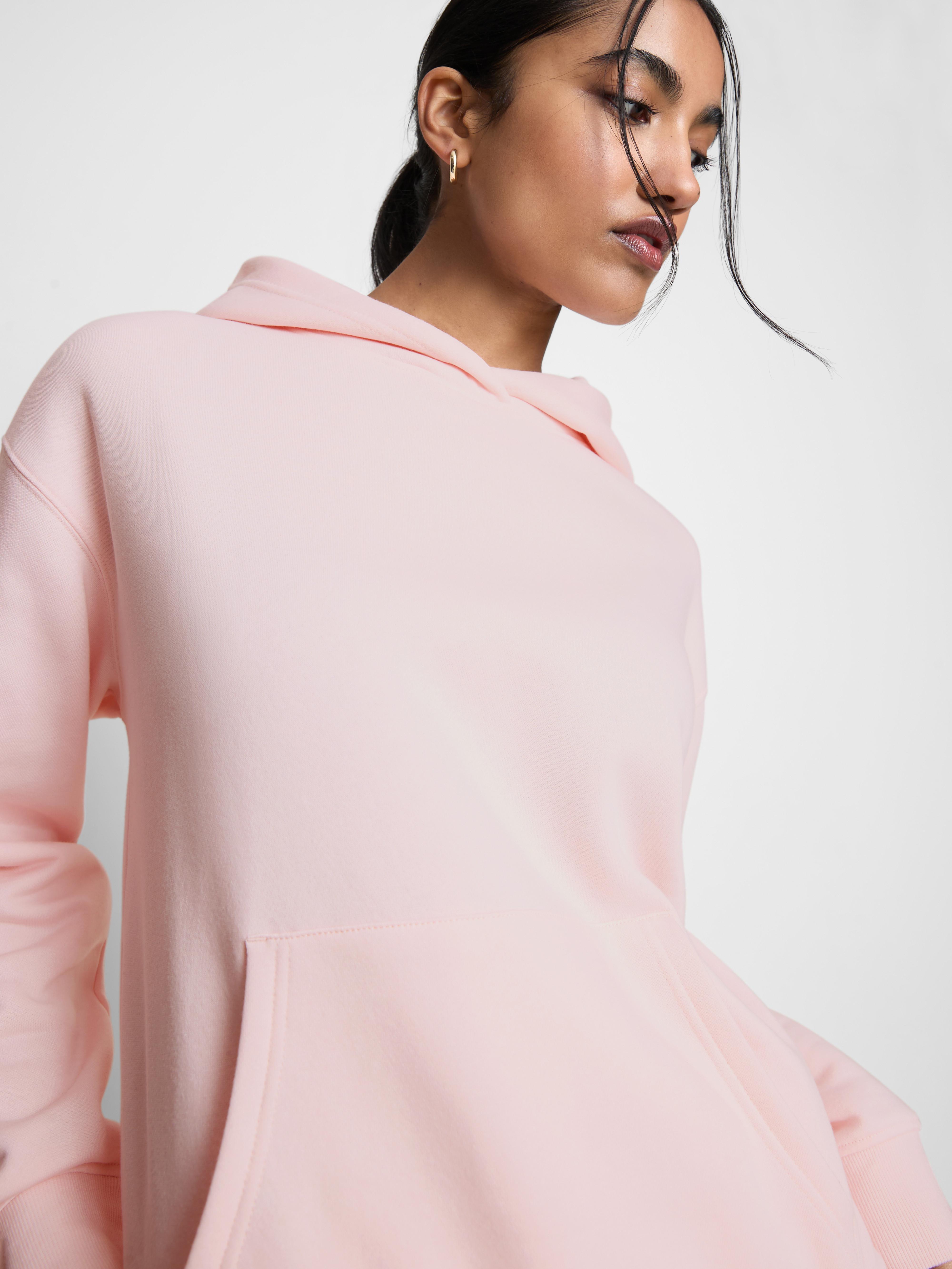 Women's Light Pink Essential Cotton-Blend Hoodie