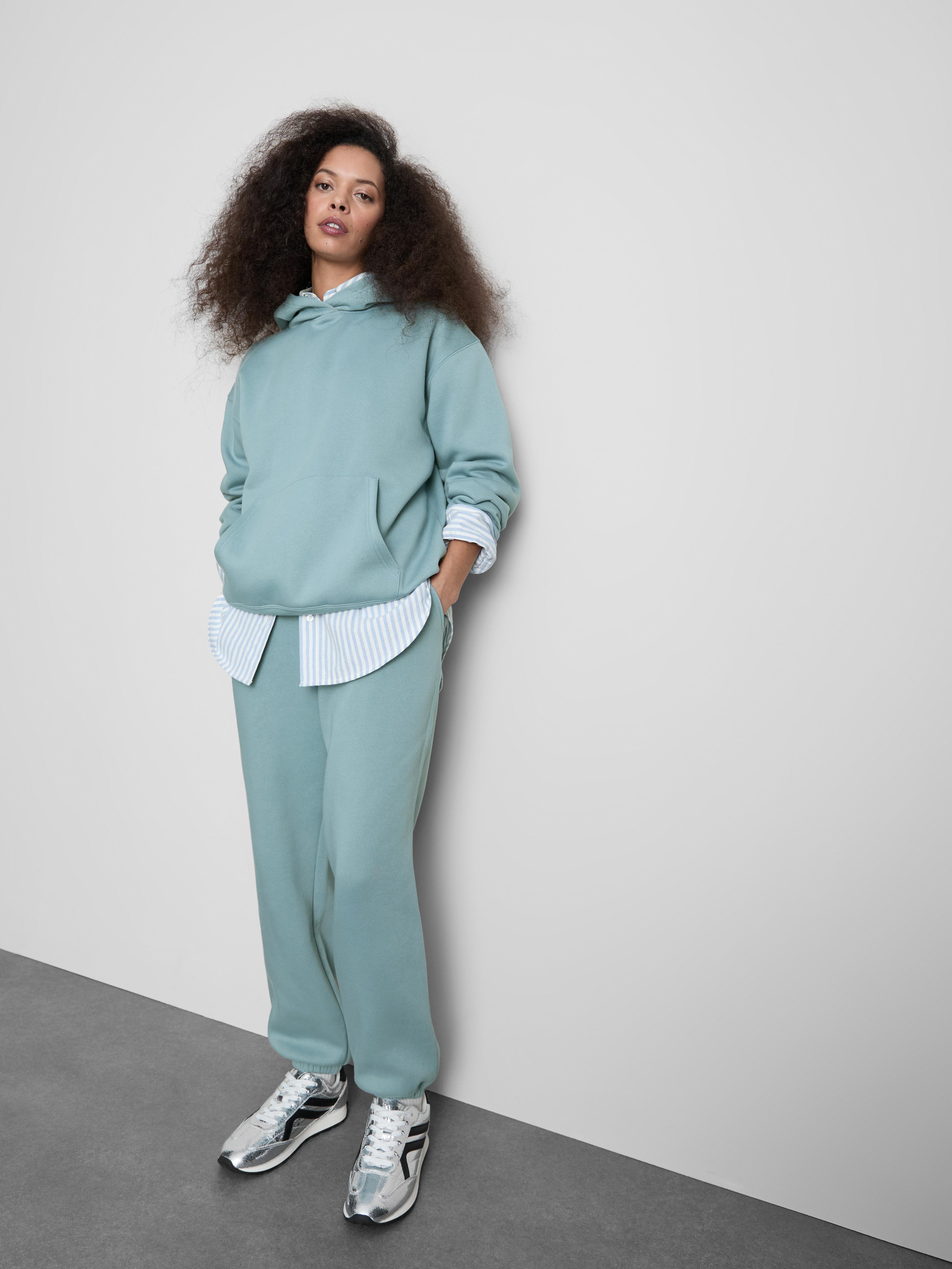 Women's Light Blue Essential Cotton-Blend Hoodie