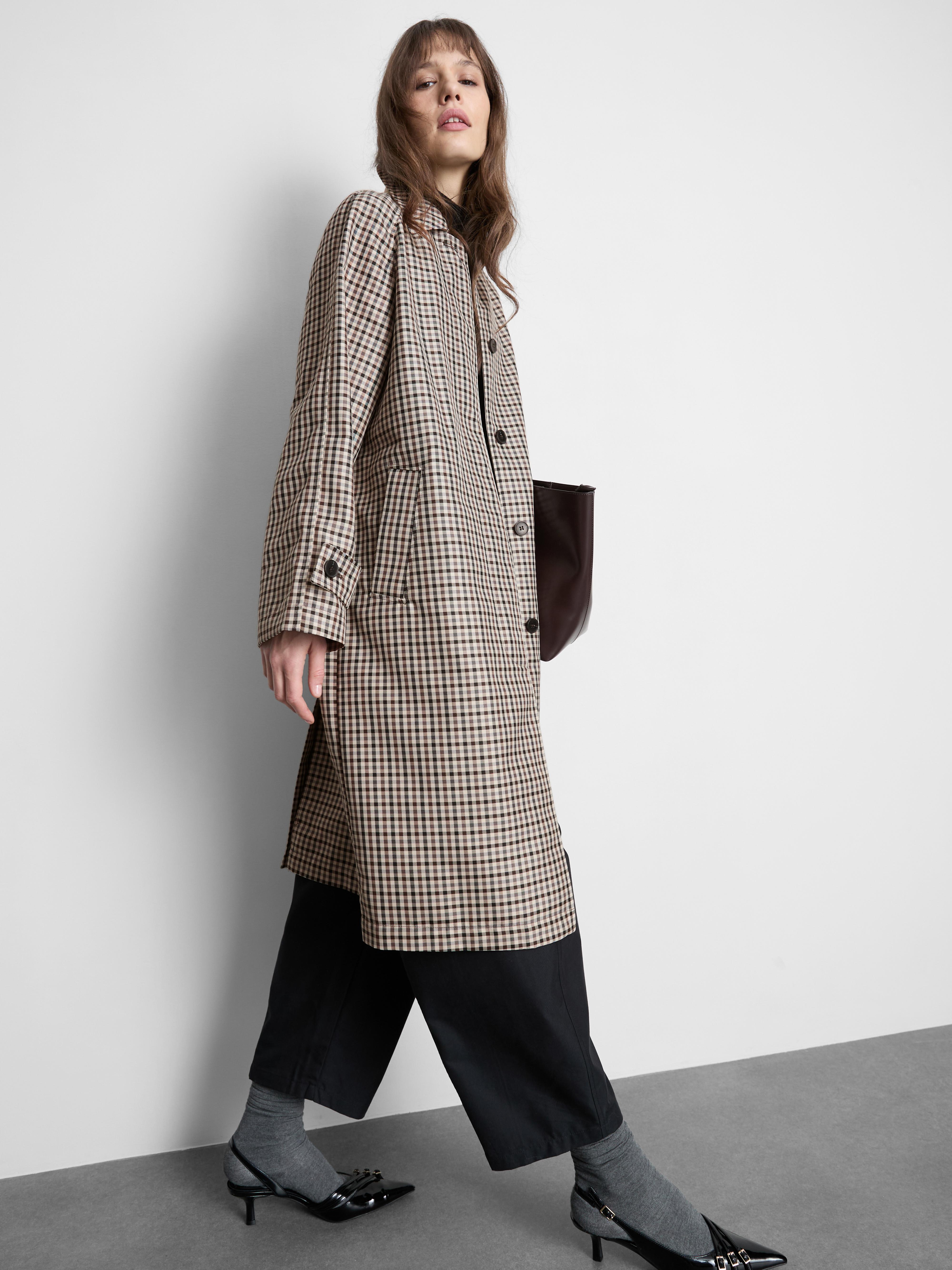 Long Plaid Raincoat