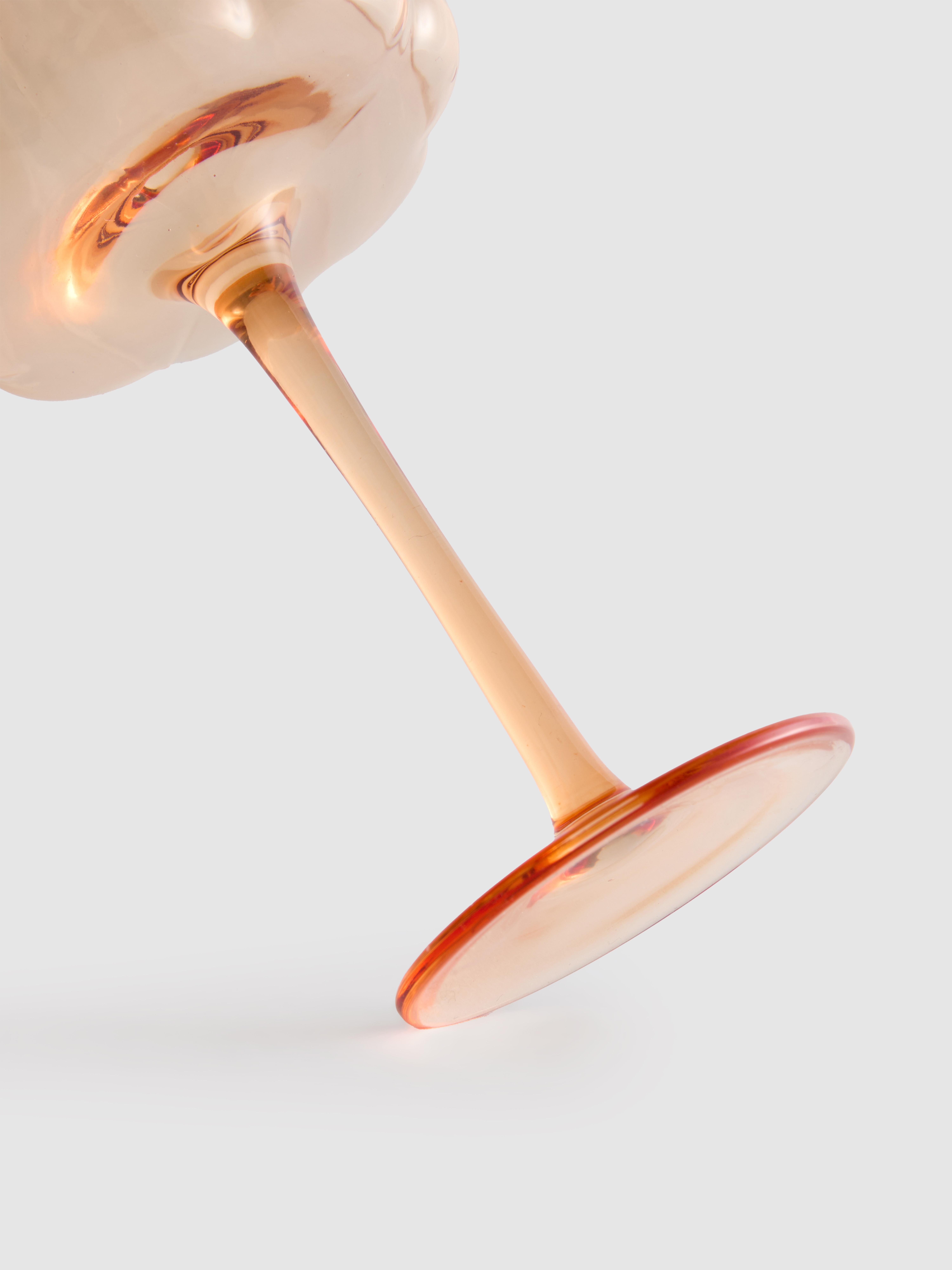 Peach Coloured Glass Scalloped Wine Glass | Penneys