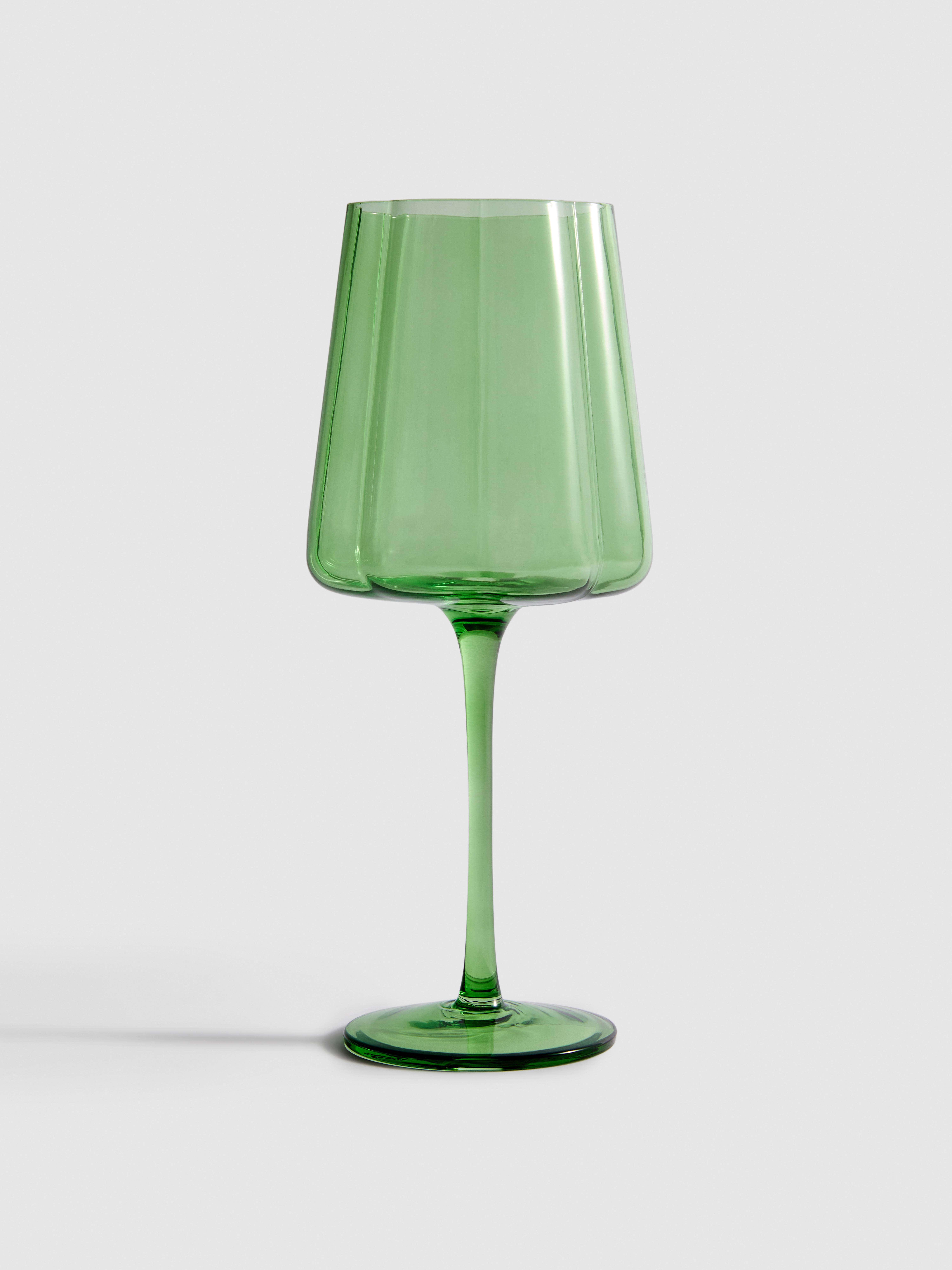 Coloured Glass Scalloped Wine Glass