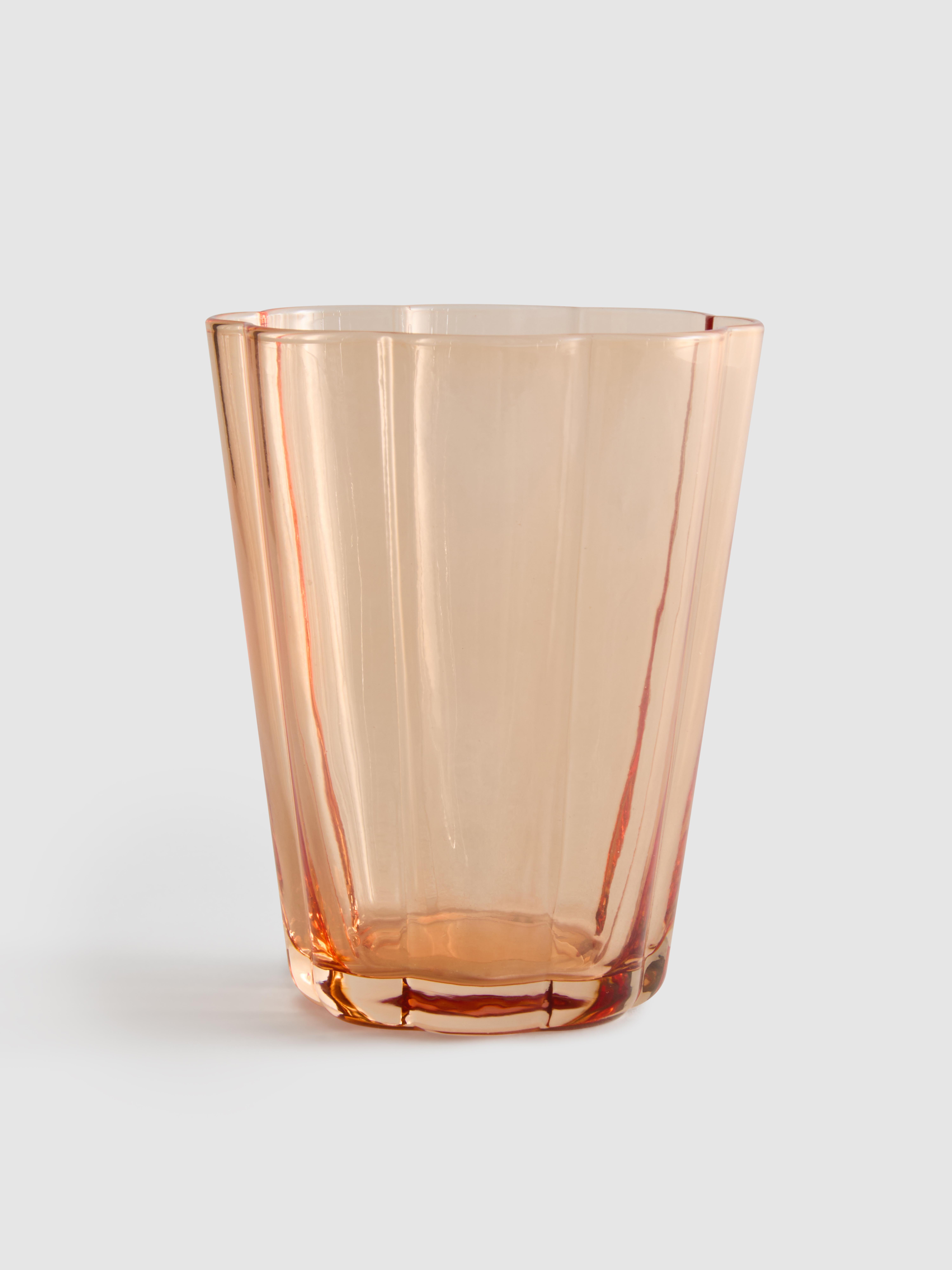 Scalloped Coloured Glass Tumbler Peach