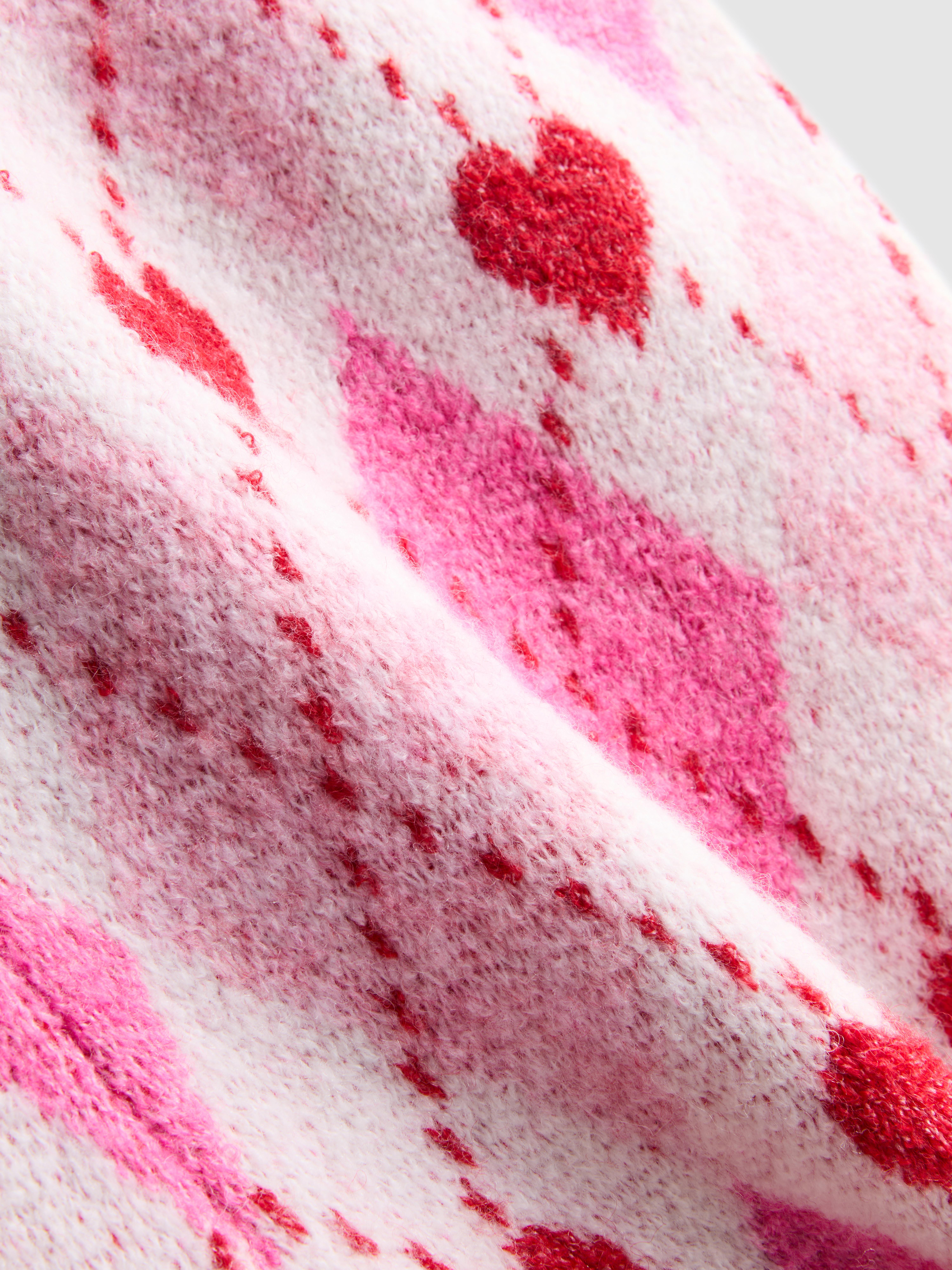 Women's Pink Knitted Heart Detail Shorts