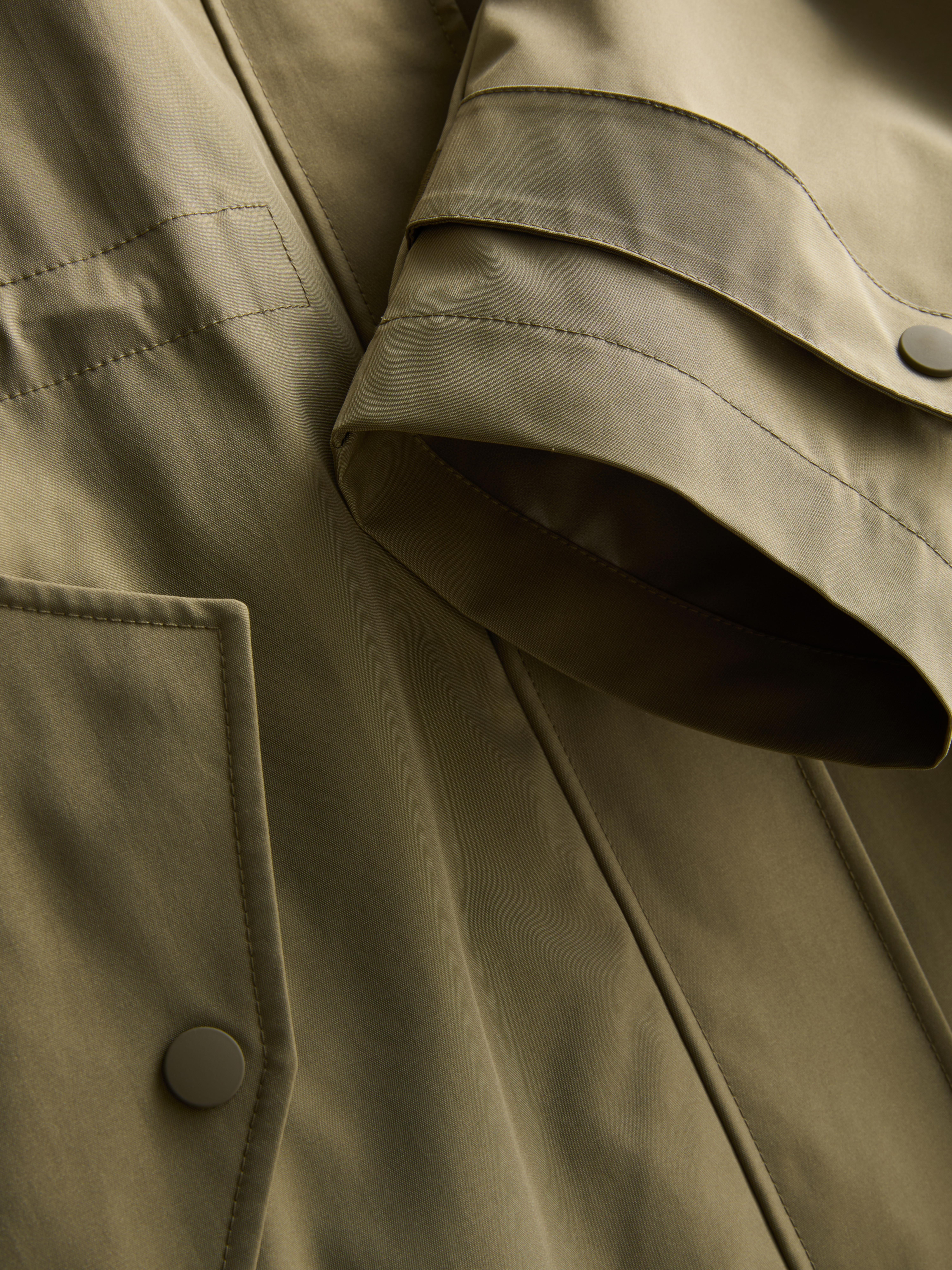 Longline Cinched Hooded Raincoat