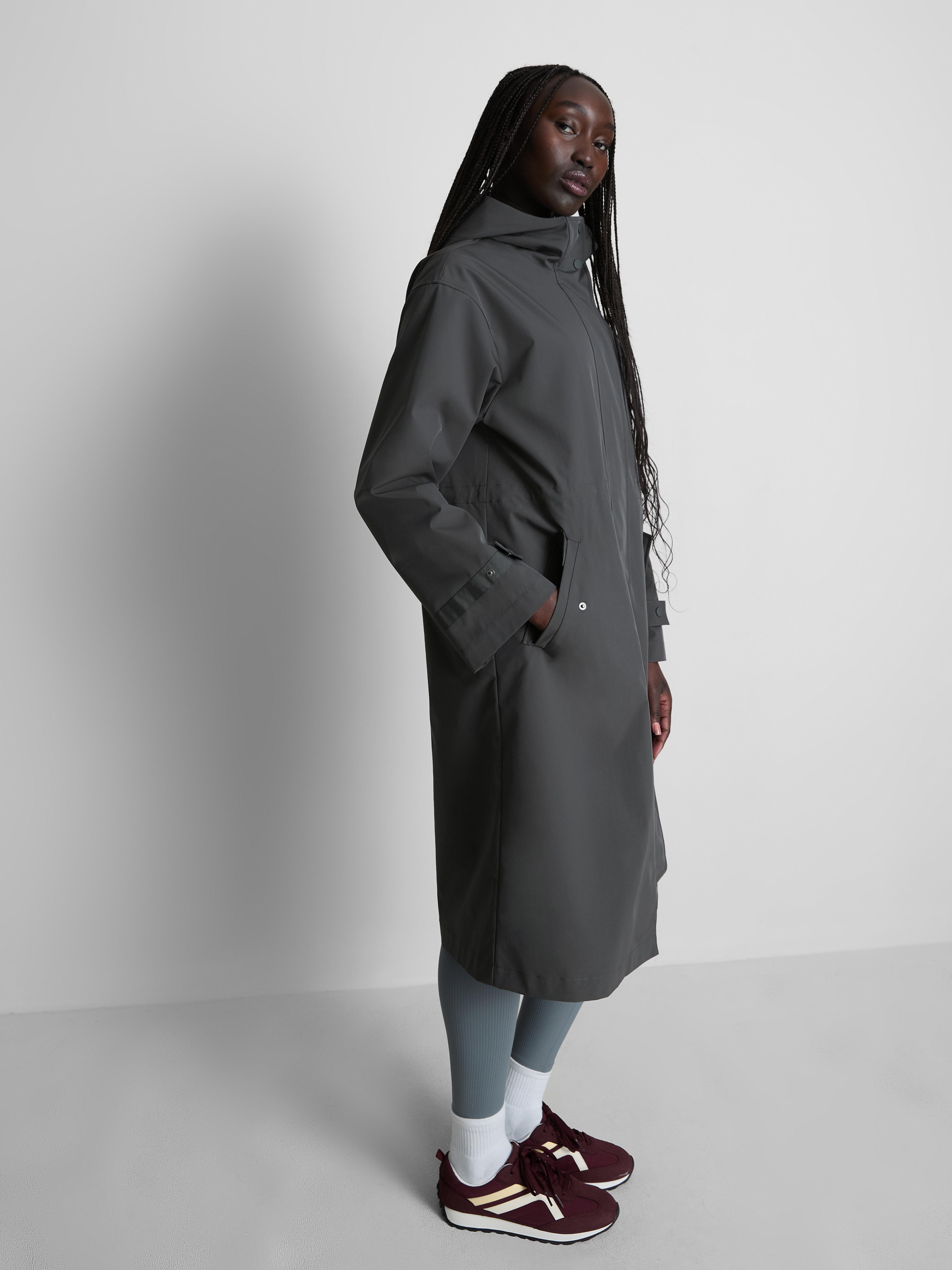 Longline Cinched Hooded Raincoat