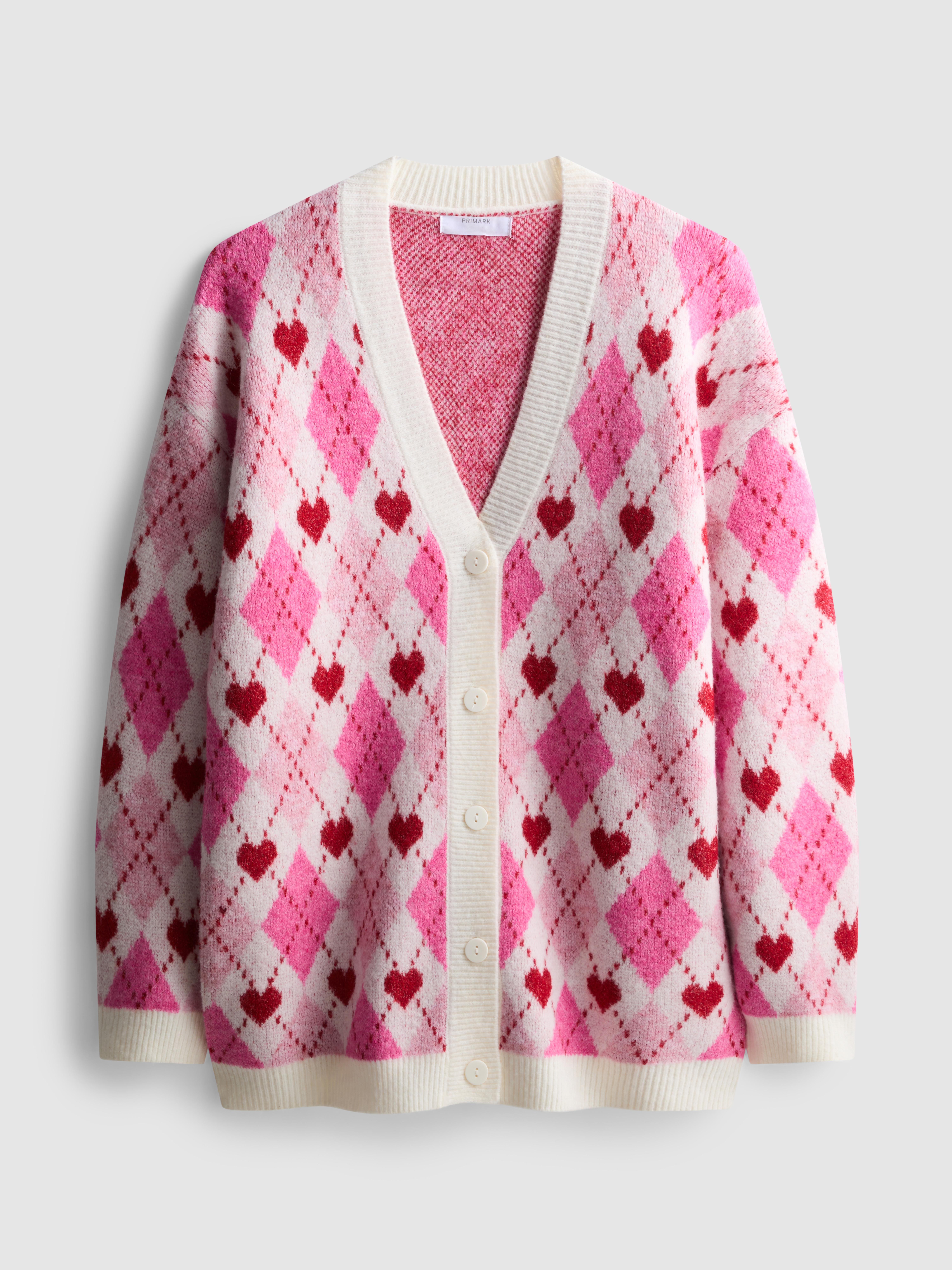 Women's Pink Heart-Detail Boyfriend Cardigan