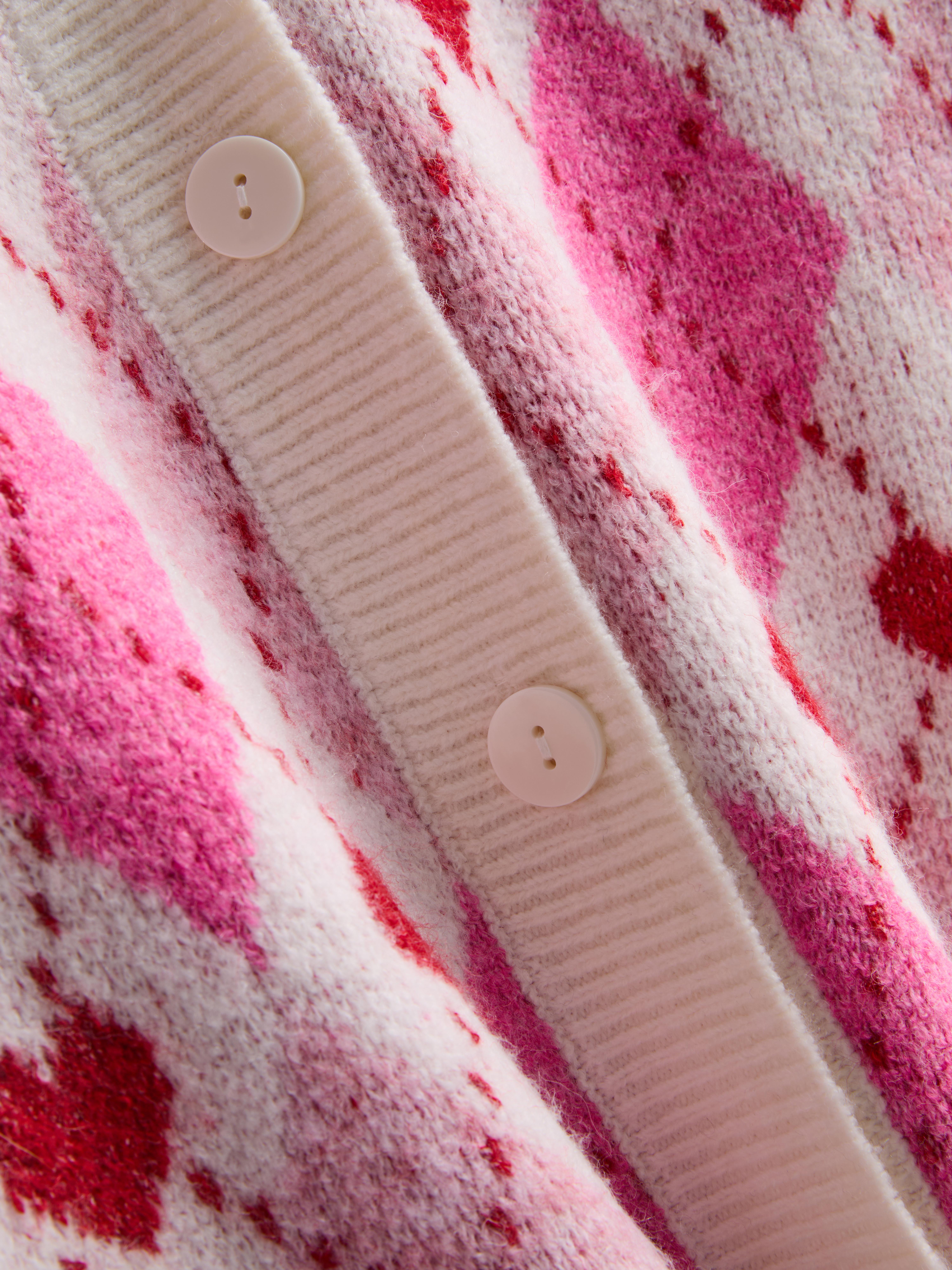 Women's Pink Heart-Detail Boyfriend Cardigan