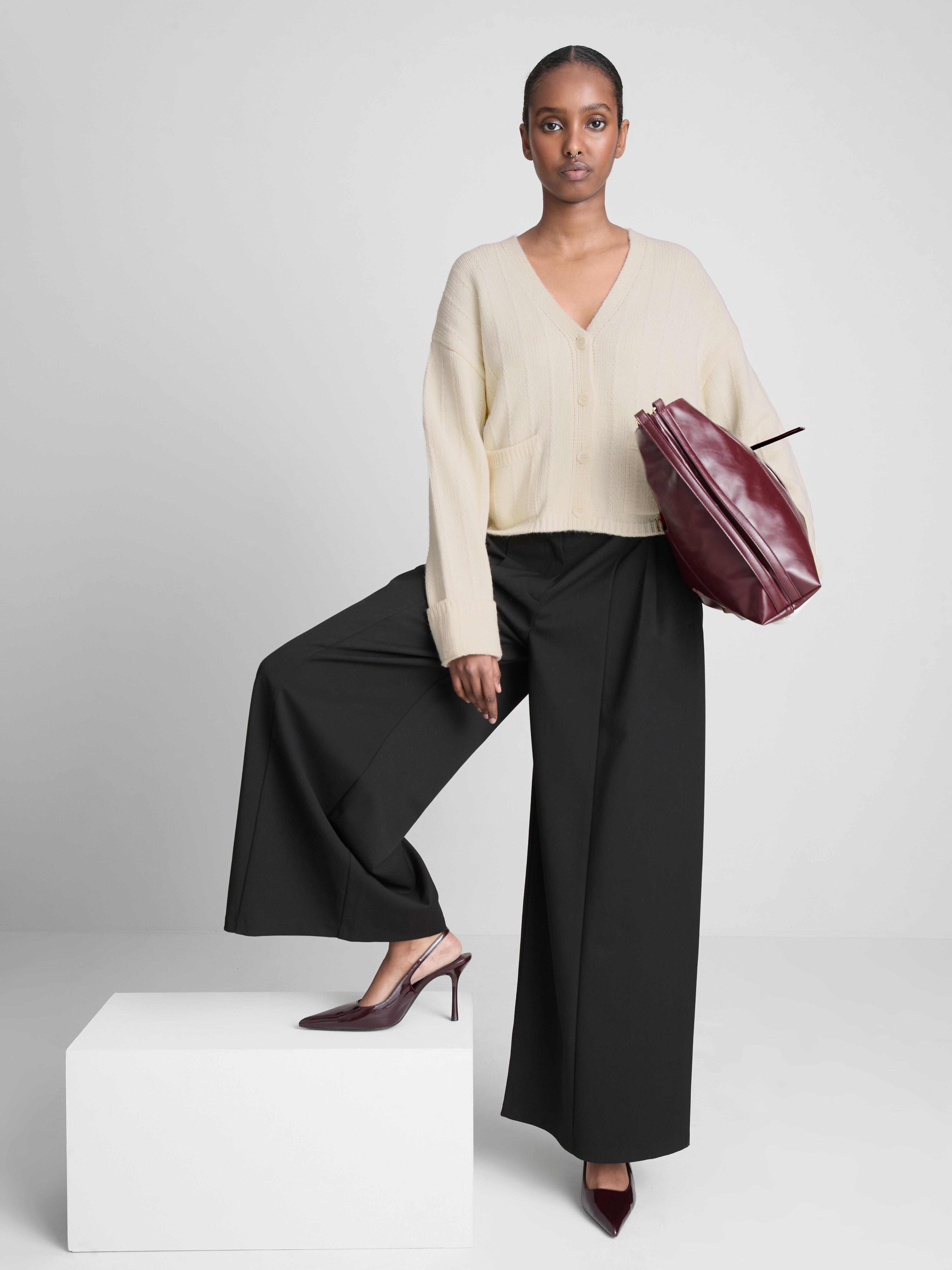 Women's Ivory V-Neck Cardigan