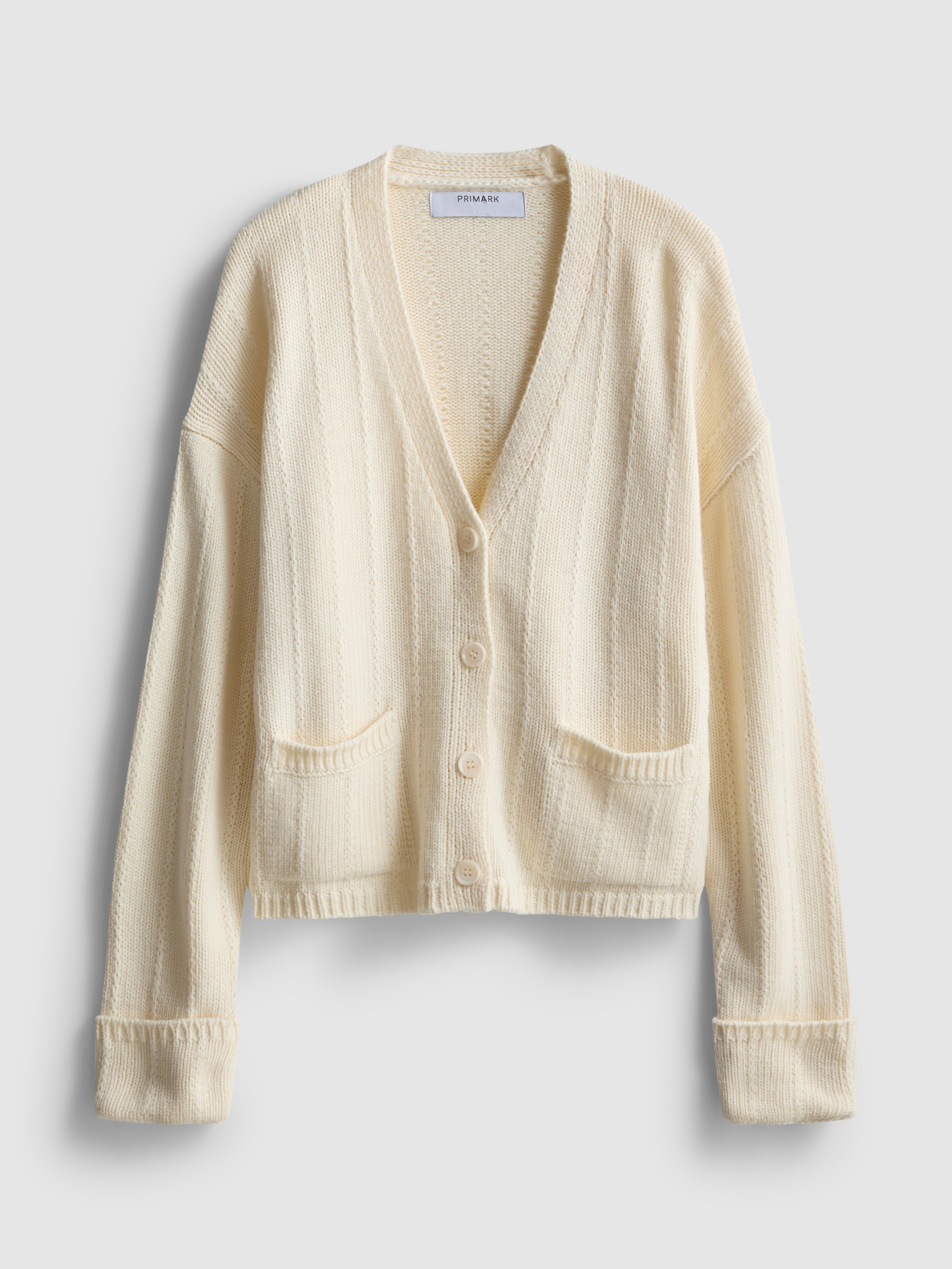 Women's Ivory V-Neck Cardigan