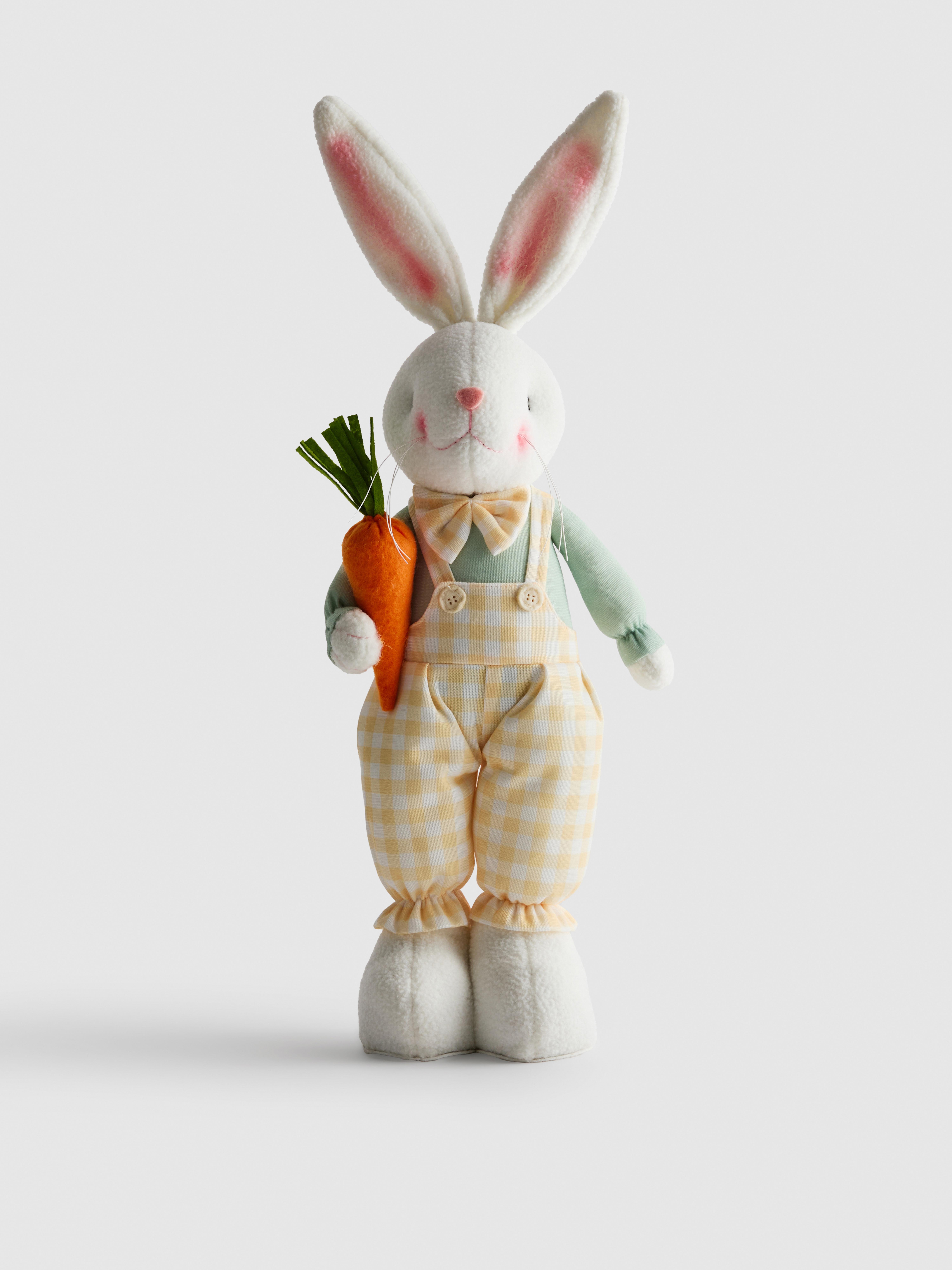 Adorno de conejito de Pascua de pie de peluche