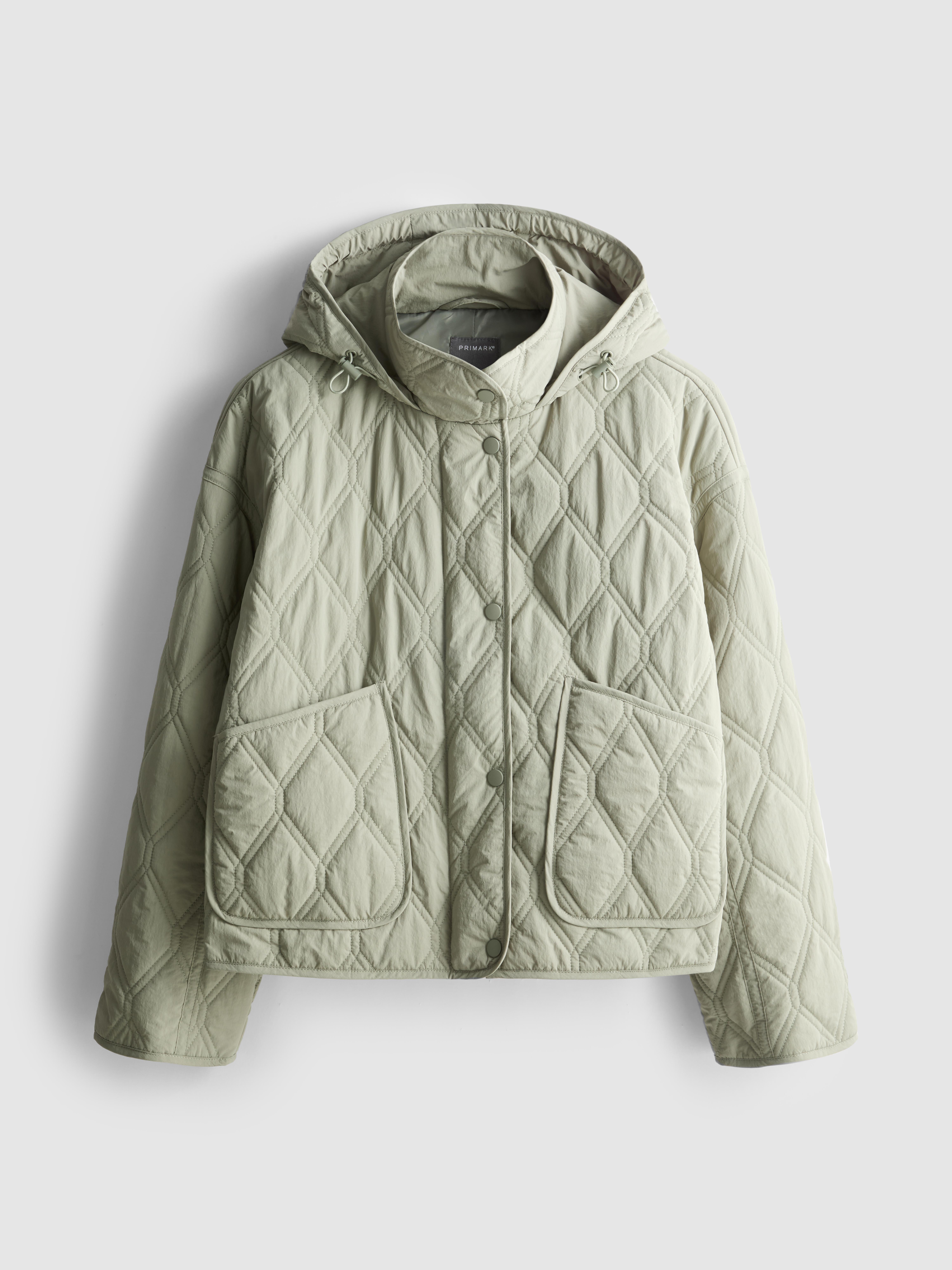 Women's Green Quilted Hooded Jacket