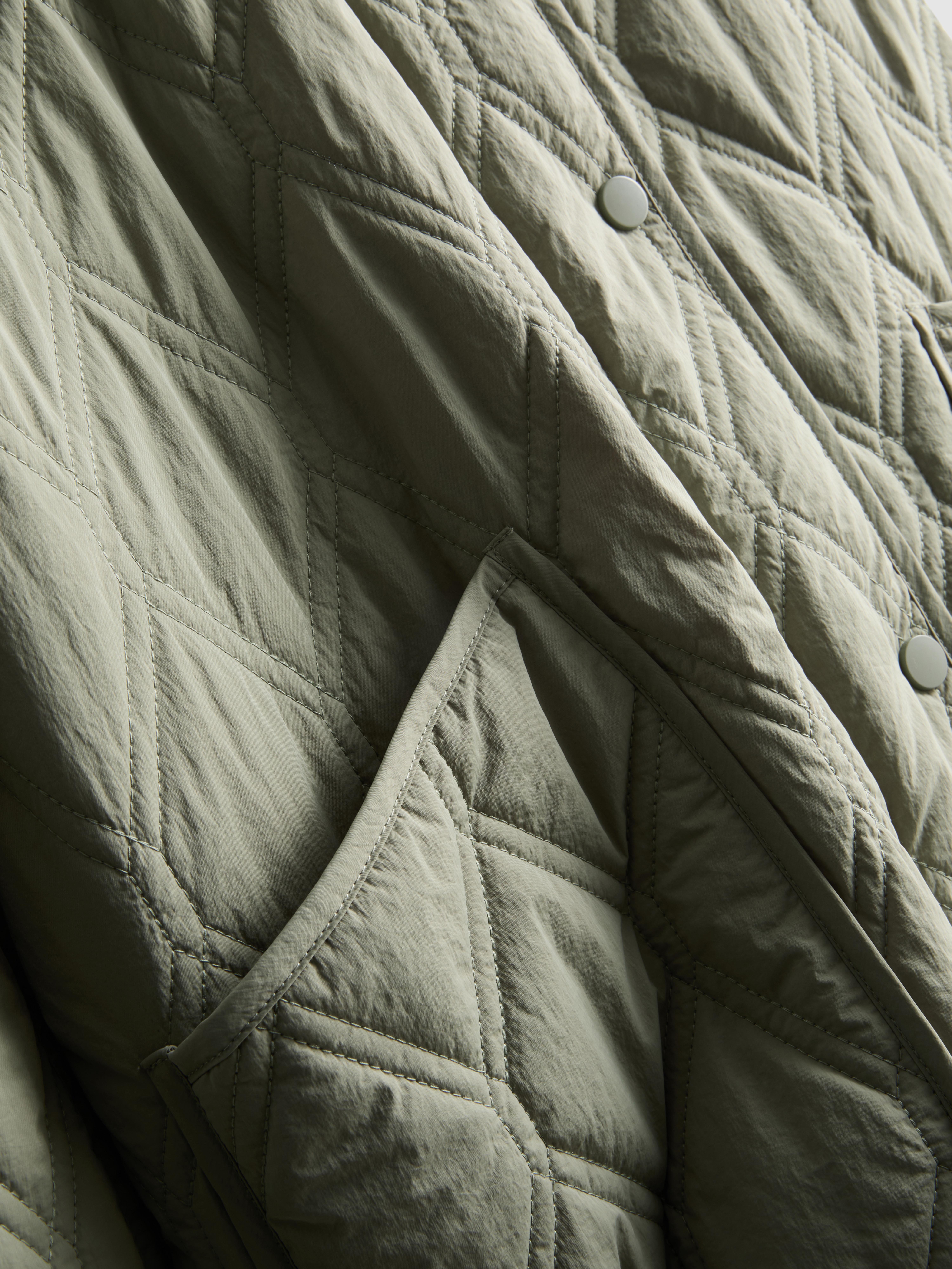 Women's Green Quilted Hooded Jacket
