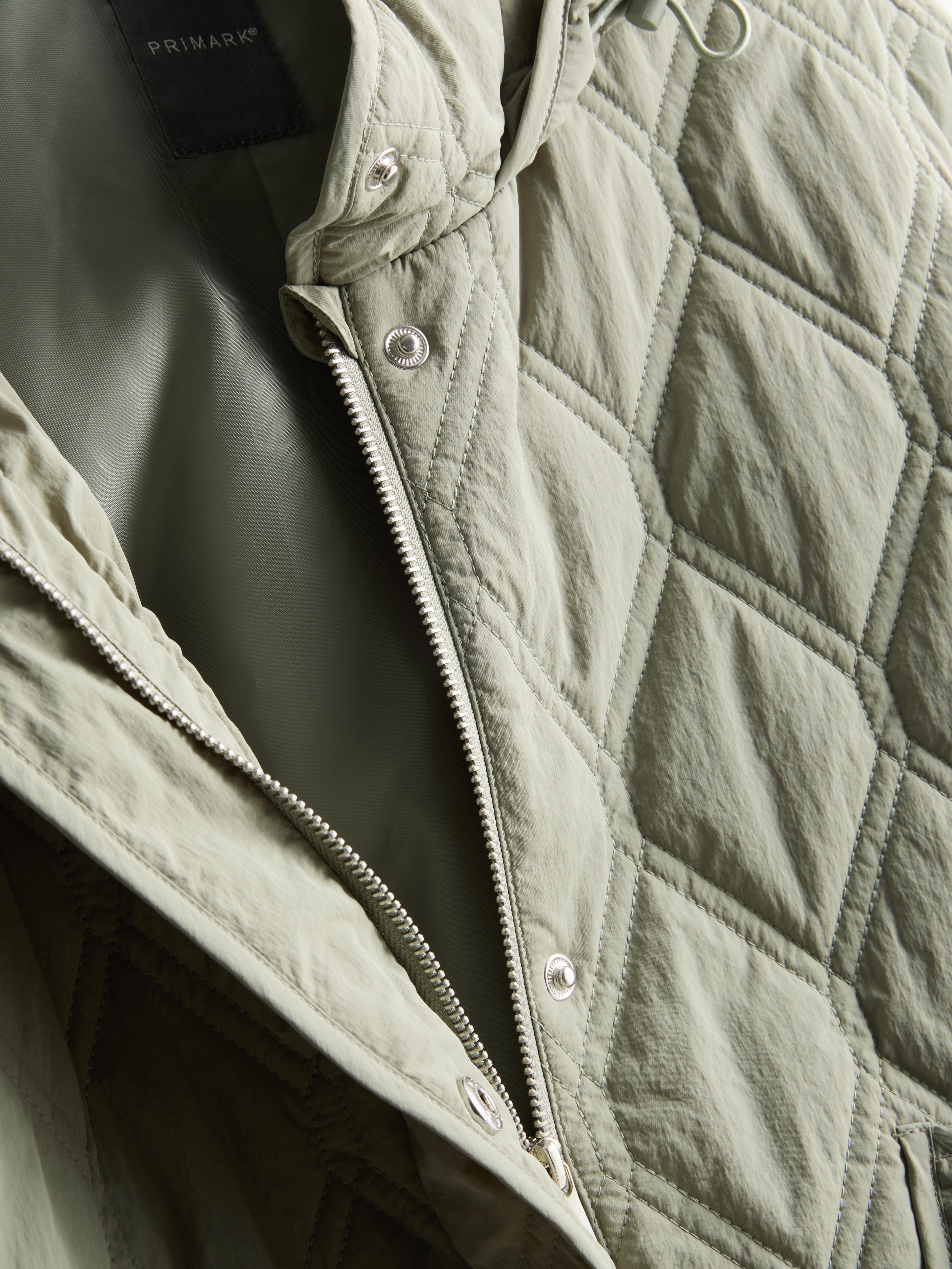 Women's Green Quilted Hooded Jacket