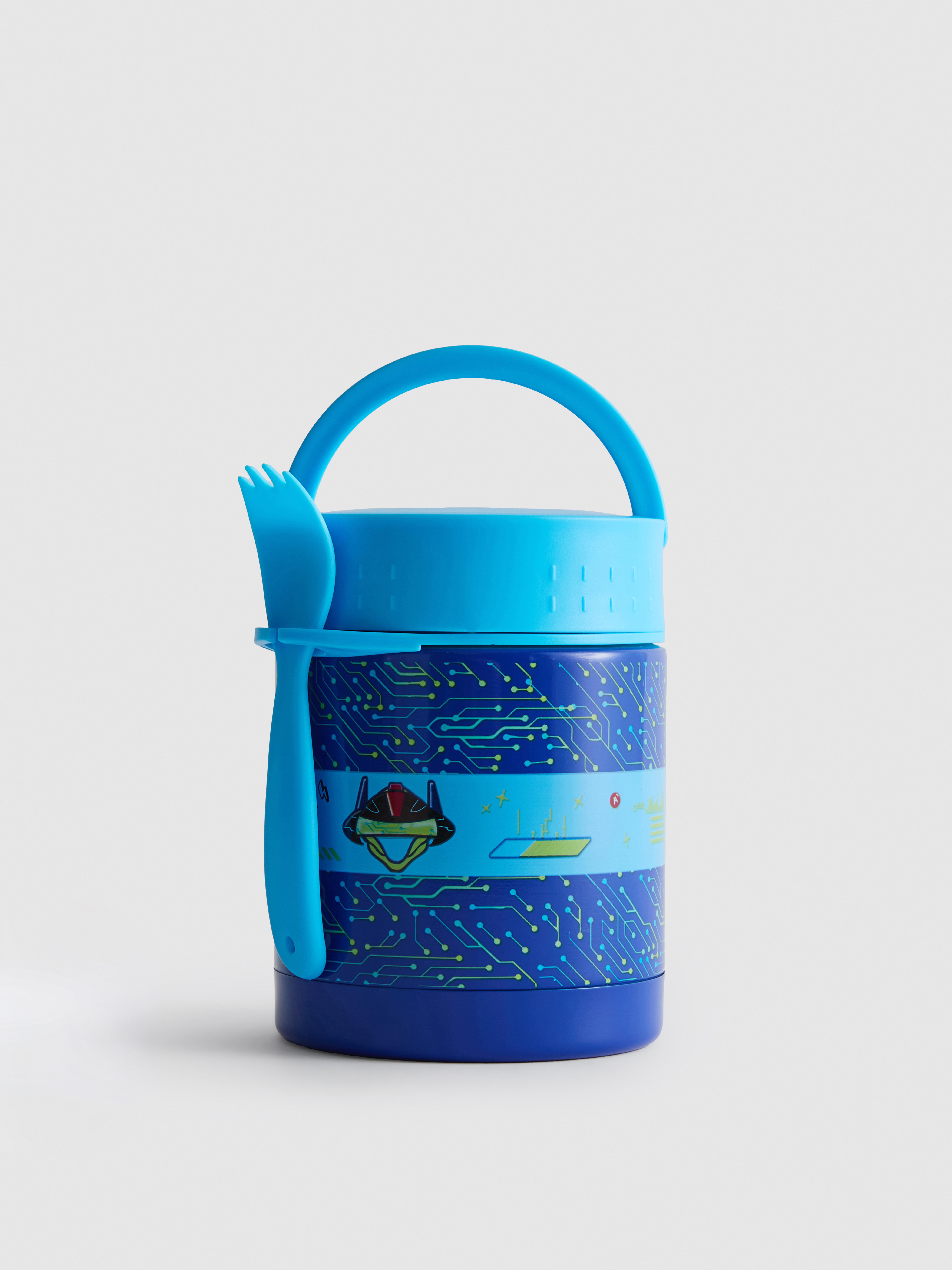 Snackpotje met handgreep en spork