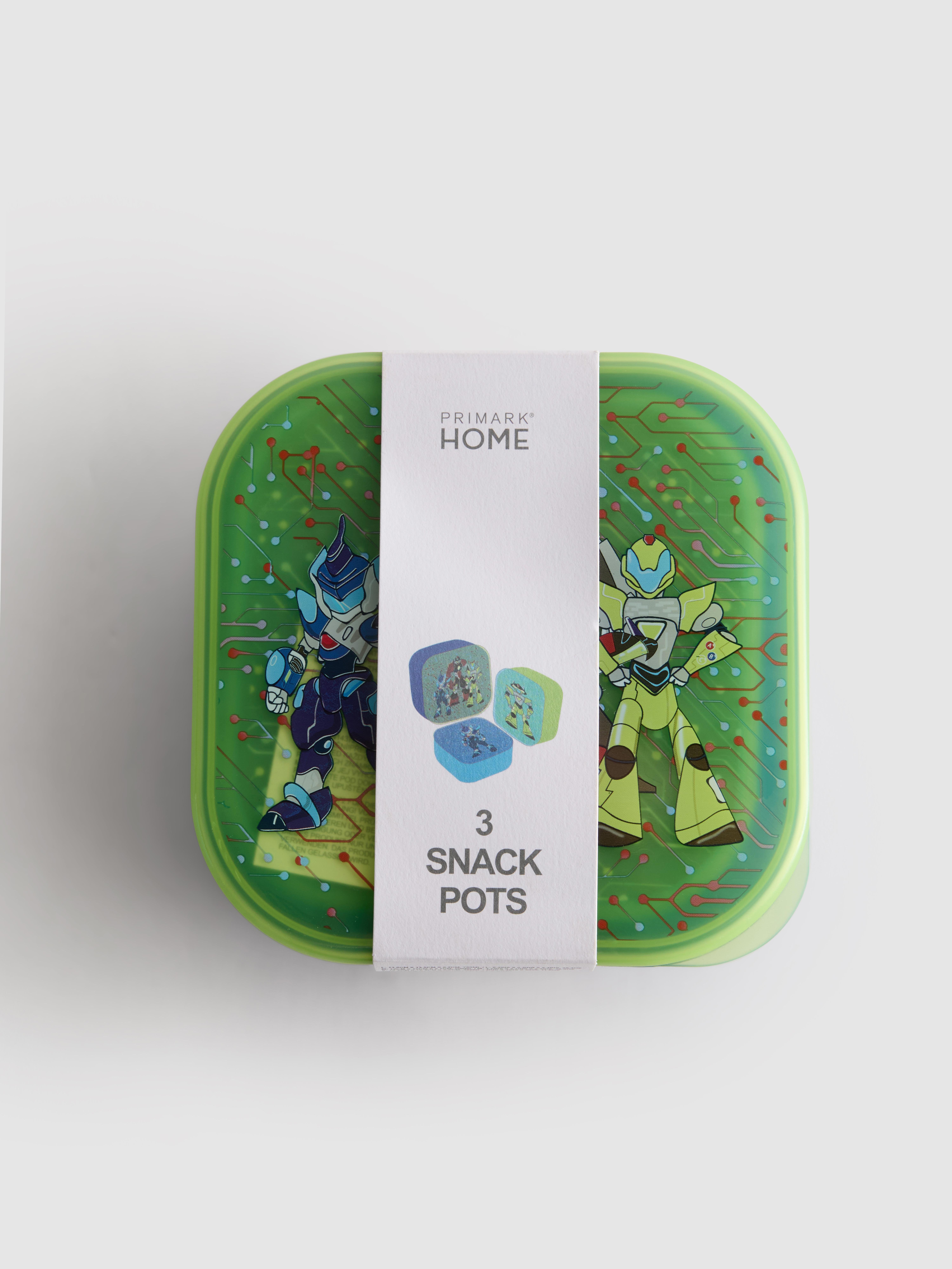 Lot de 3 pots à encas à couvercle