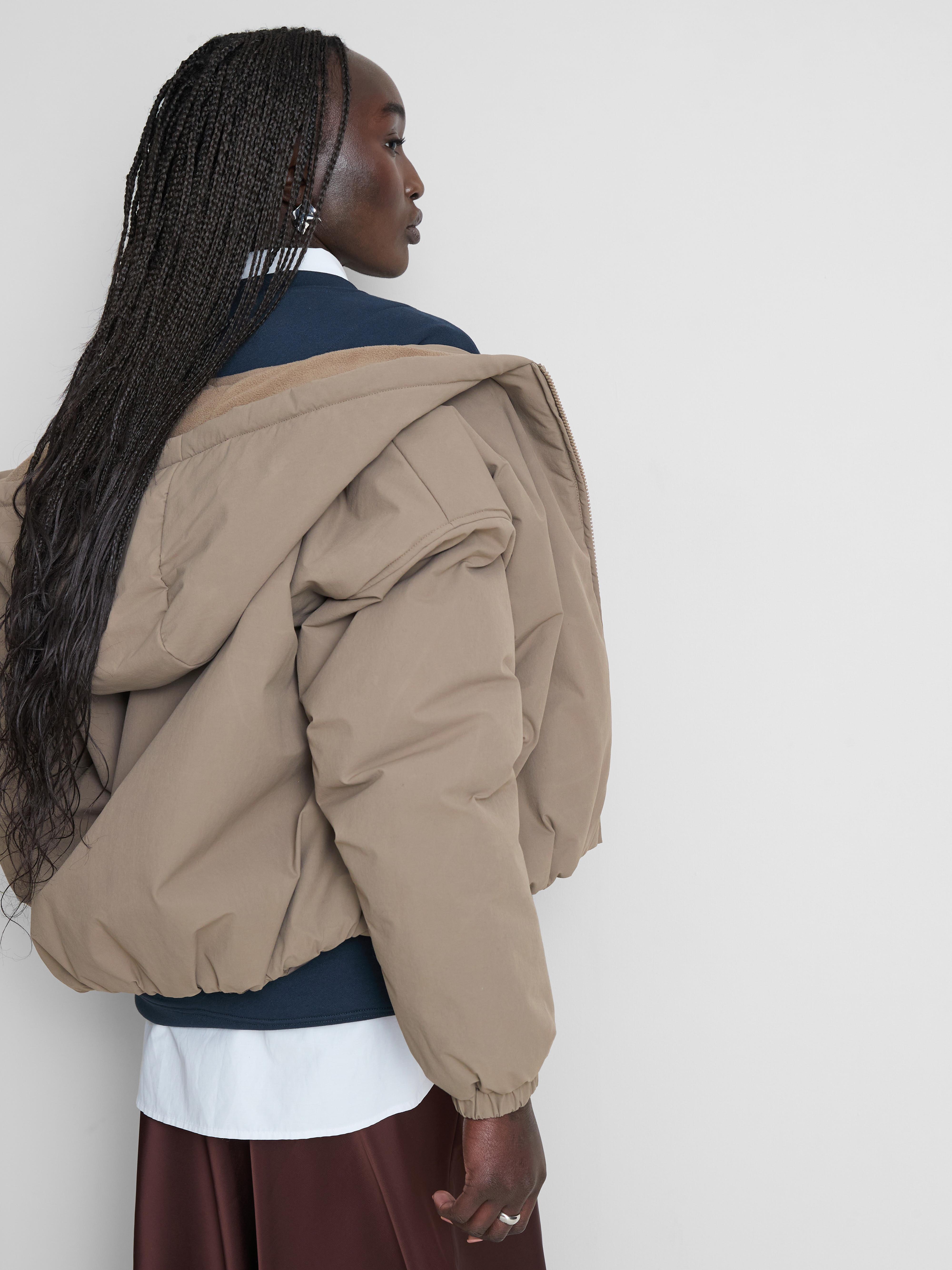 Women's Taupe Hooded Puffer Jacket