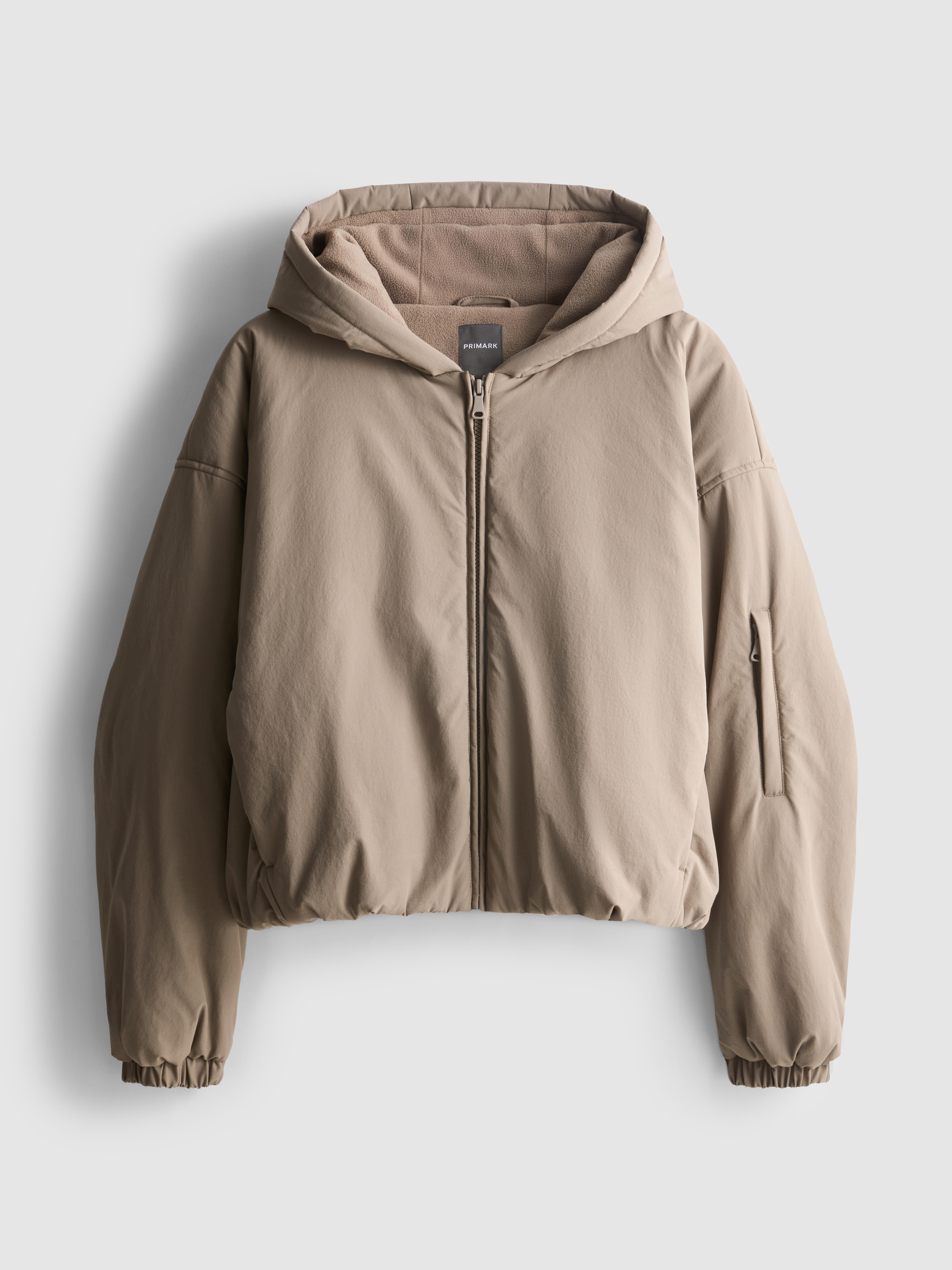 Women's Taupe Hooded Puffer Jacket