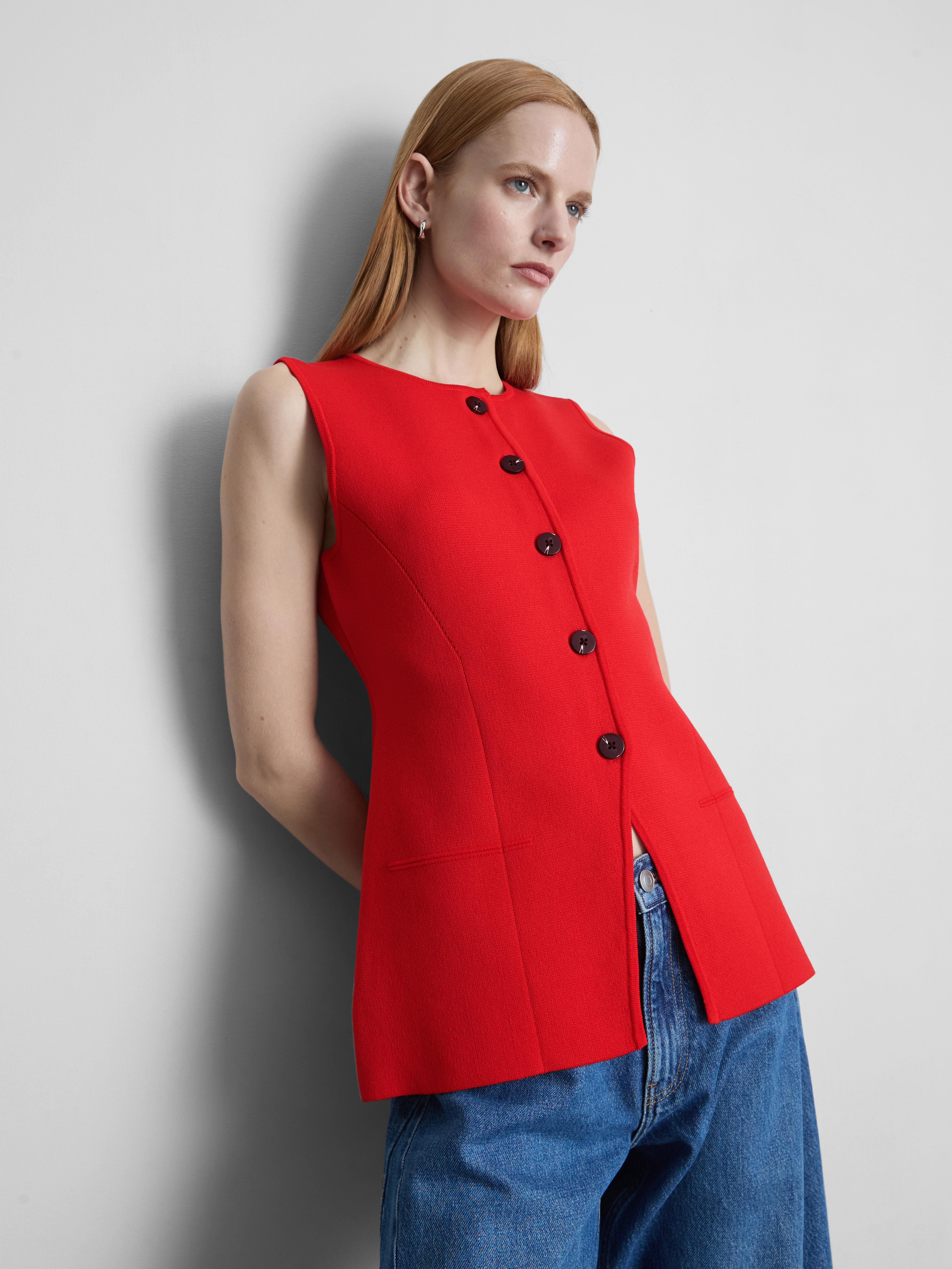 Women's Sculpted Longline Button-Down Vest